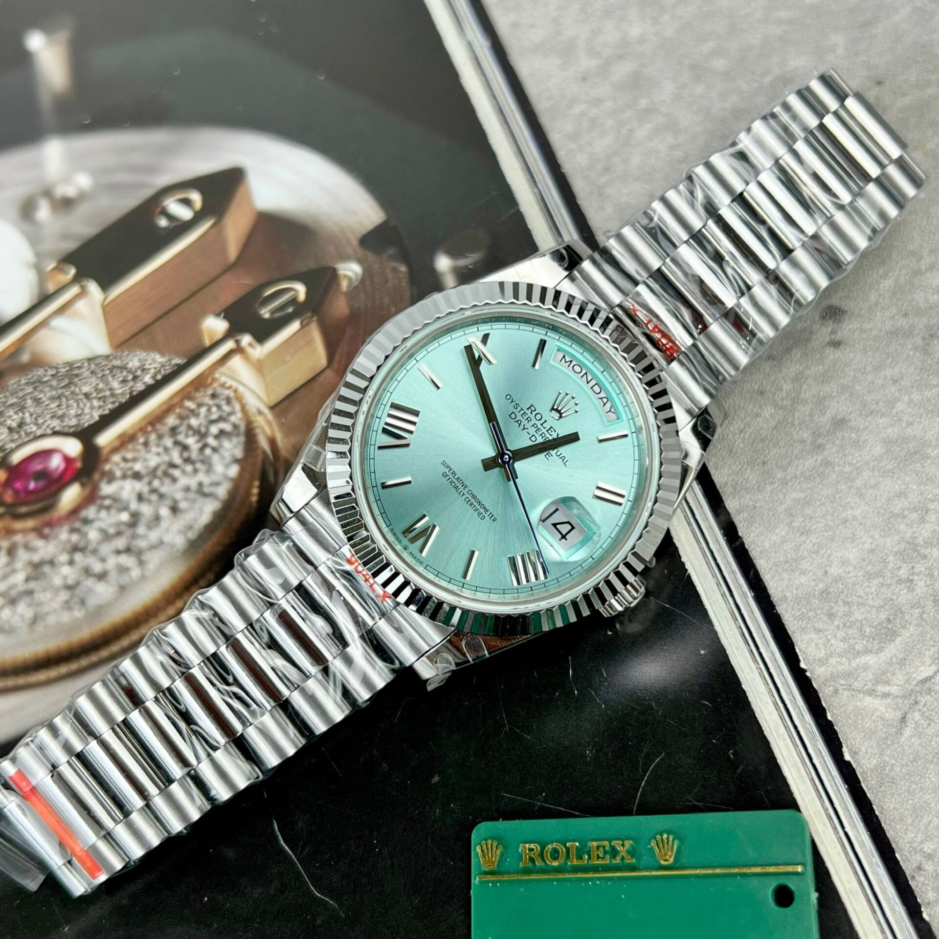 Rolex Day-Date 228236 Replica 11 Watch Ice Blue Dial GM Factory 40mm - Elite Watch Atelier