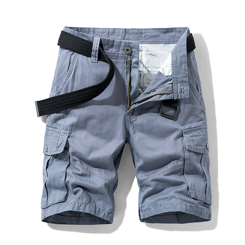 Summer men's shorts, trendy brand men's casual knee-length shorts, Japanese-style multi-pocket cargo pants, youth straight-leg pants