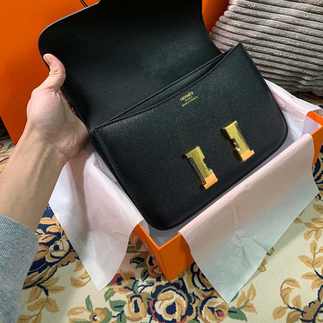 Replica Hermes Aaa-Constance Handbag 24Cm 19Cm Black/White/Pink1:1High-quality replica