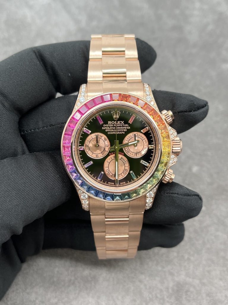 Rolex Custom Daytona Rainbow M116595R 18K Solid Gold And Gemstones 40mm - Elite Watch Atelier
