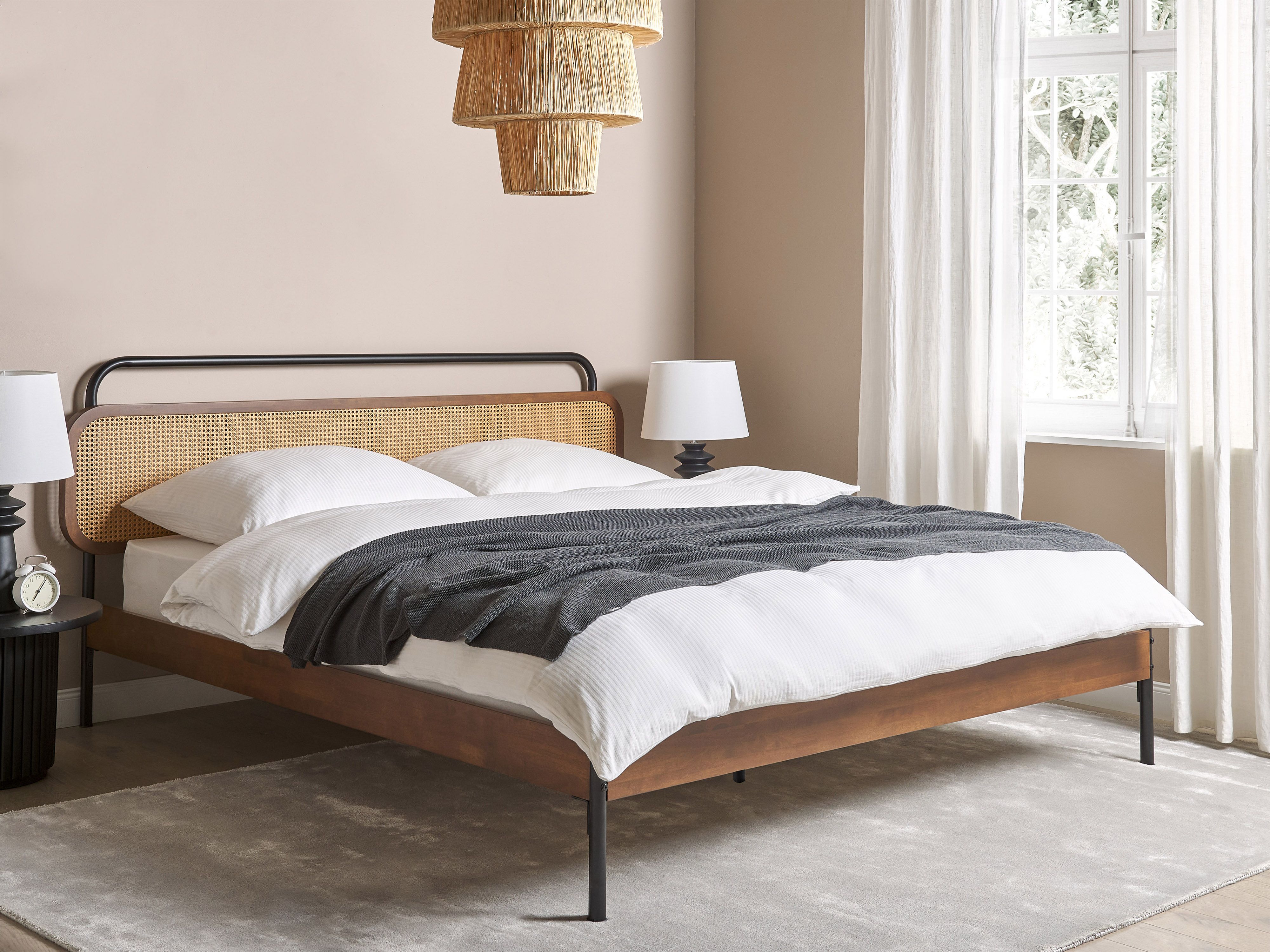 Bed Rattan BOUSSICOURT 180 x 200 cm (EU Super King) Dark Brown