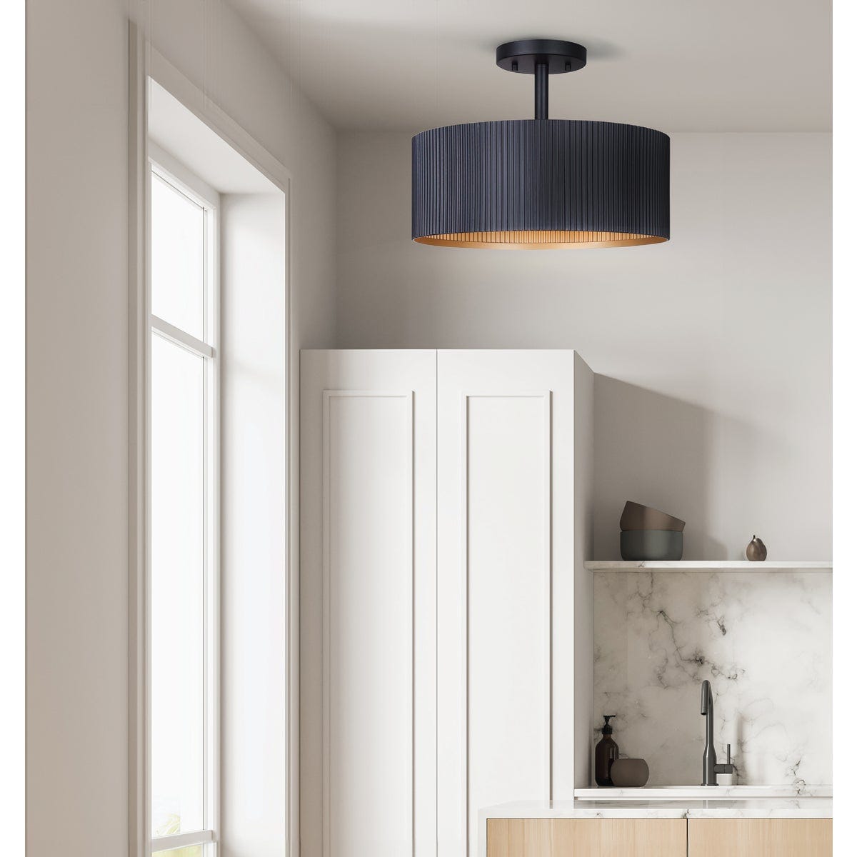Canarm Rexton 13 In. 2-Light Black Semi-Flush Mount Ceiling Light Fixture