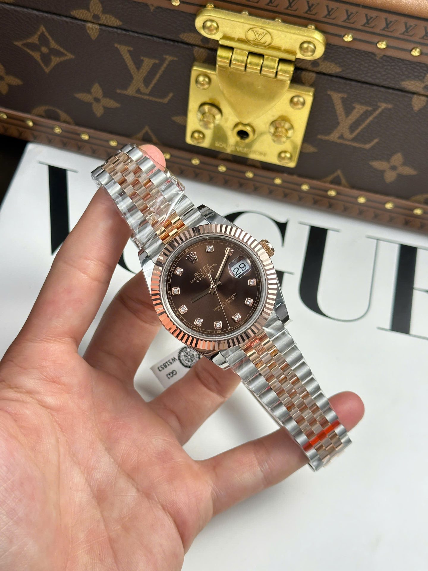 Rolex Replica Watch DateJust Chocolate Dial Gold Wrapped GM Factory 41mm - Elite Watch Atelier