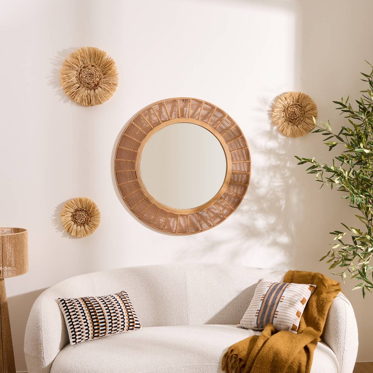 Mirror "Zelie" Caramel Brown, D.91 cm