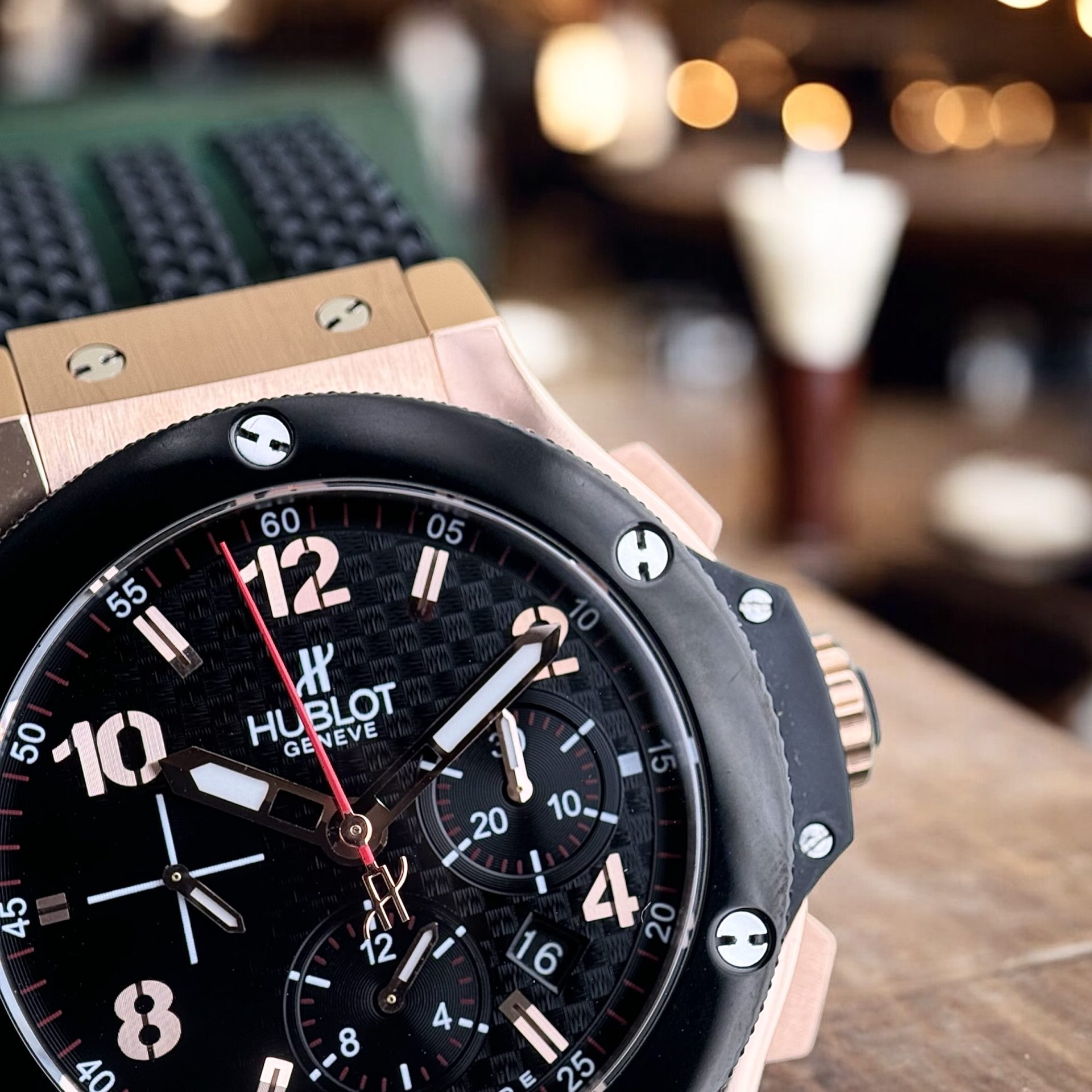 Hublot Rep 1:1 Watch Big Bang Chronograph King Gold Black Ceramic Bezel 44mm - Top club