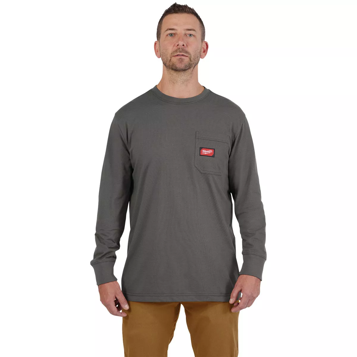 Milwaukee GridIron 2XL Gray Long Sleeve Heavy-Duty Pocket T-Shirt