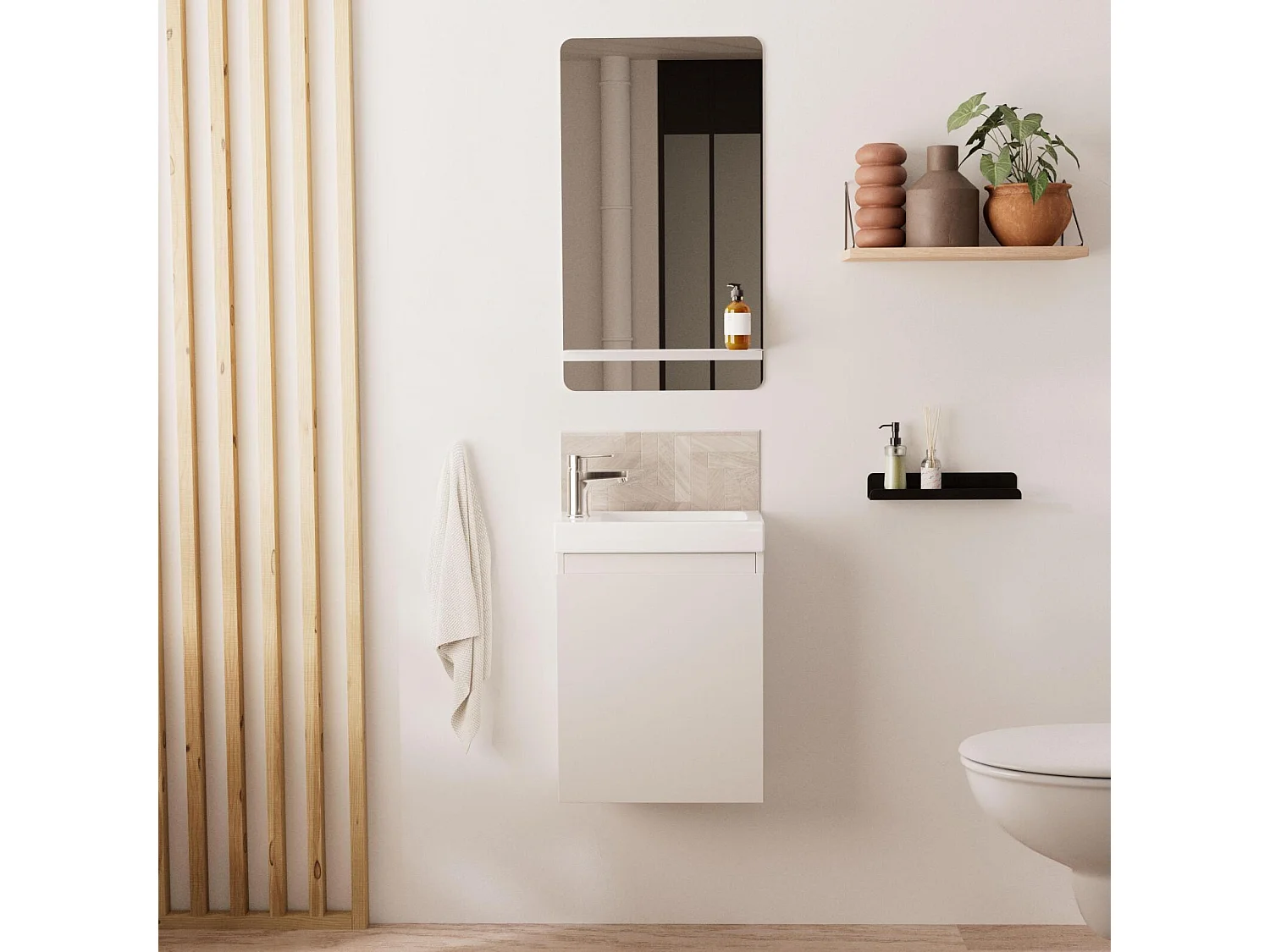 Meuble lave-mains LISA + miroir tablette