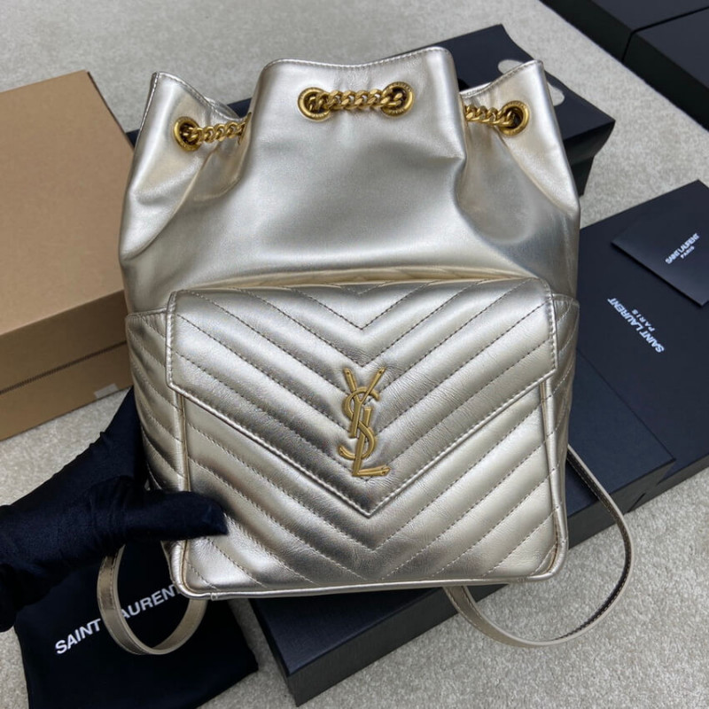 Replica Ysl Saint Laurent Joe Backpack 672609 In Champagne Gold Lambskin1:1High-quality replica