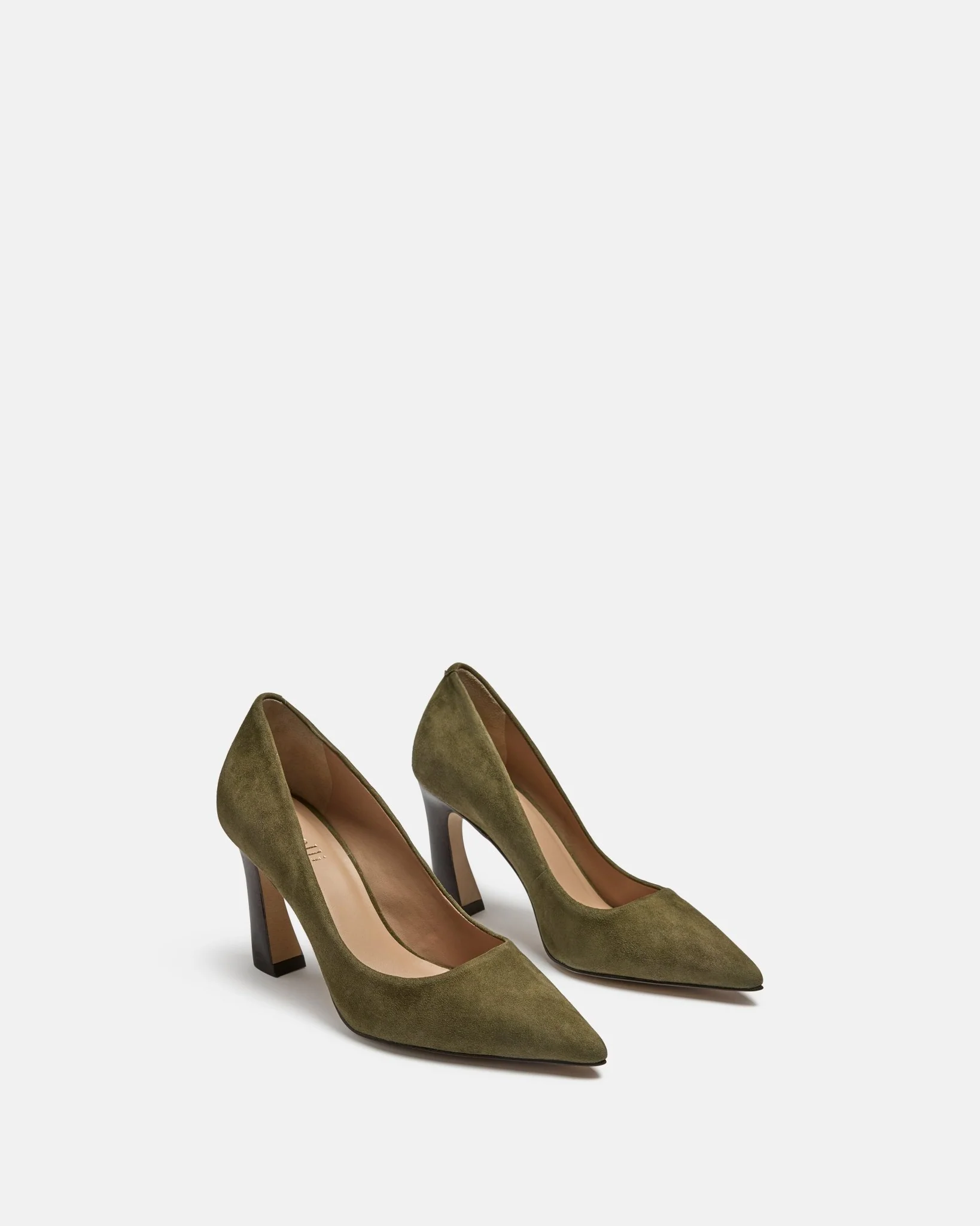 ESCARPINS ASHLEY/VEL - En cuir velours à talons kaki