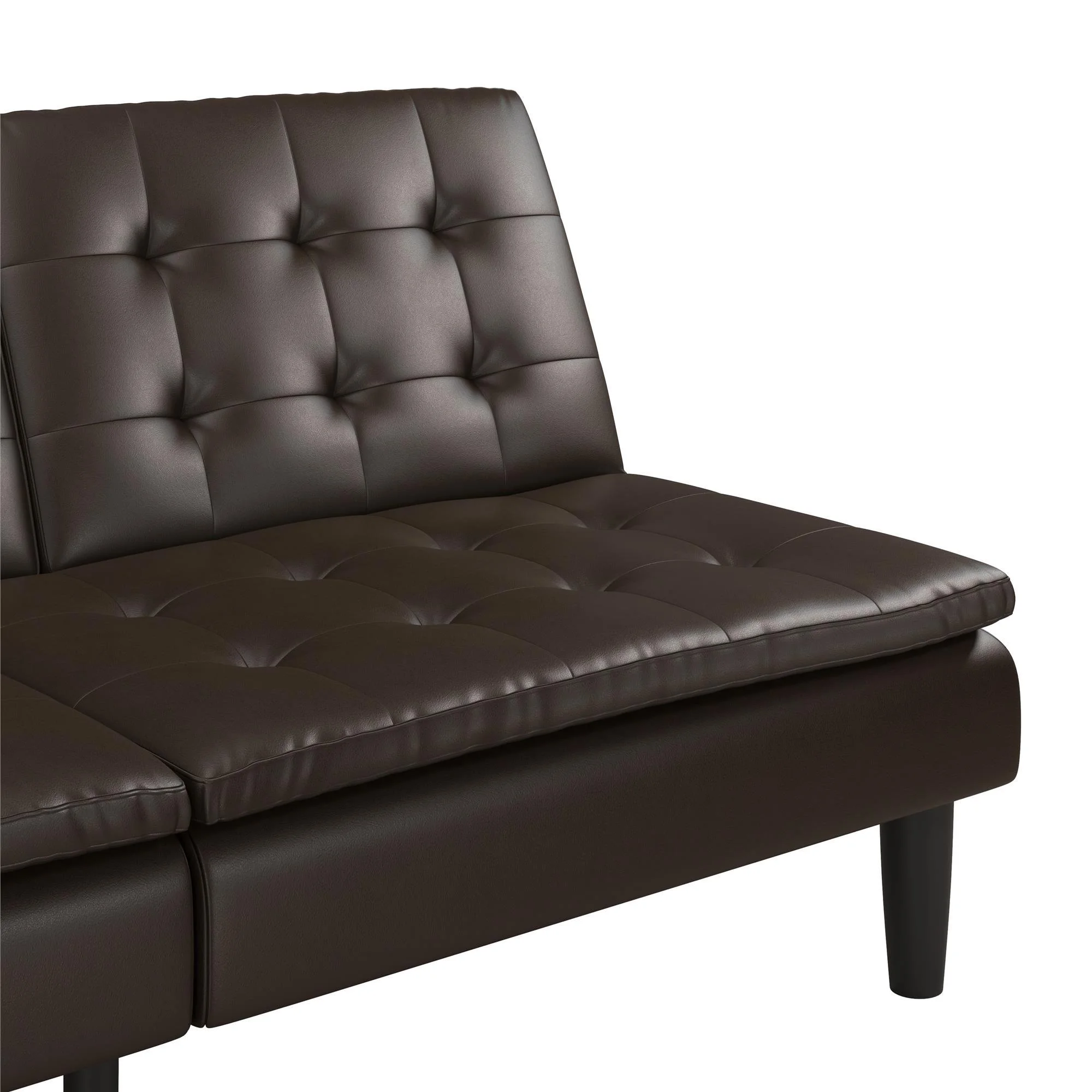 Mainstays Memory Foam 71.5" Futon with Cupholder and USB, Black Faux Leather - Image 70