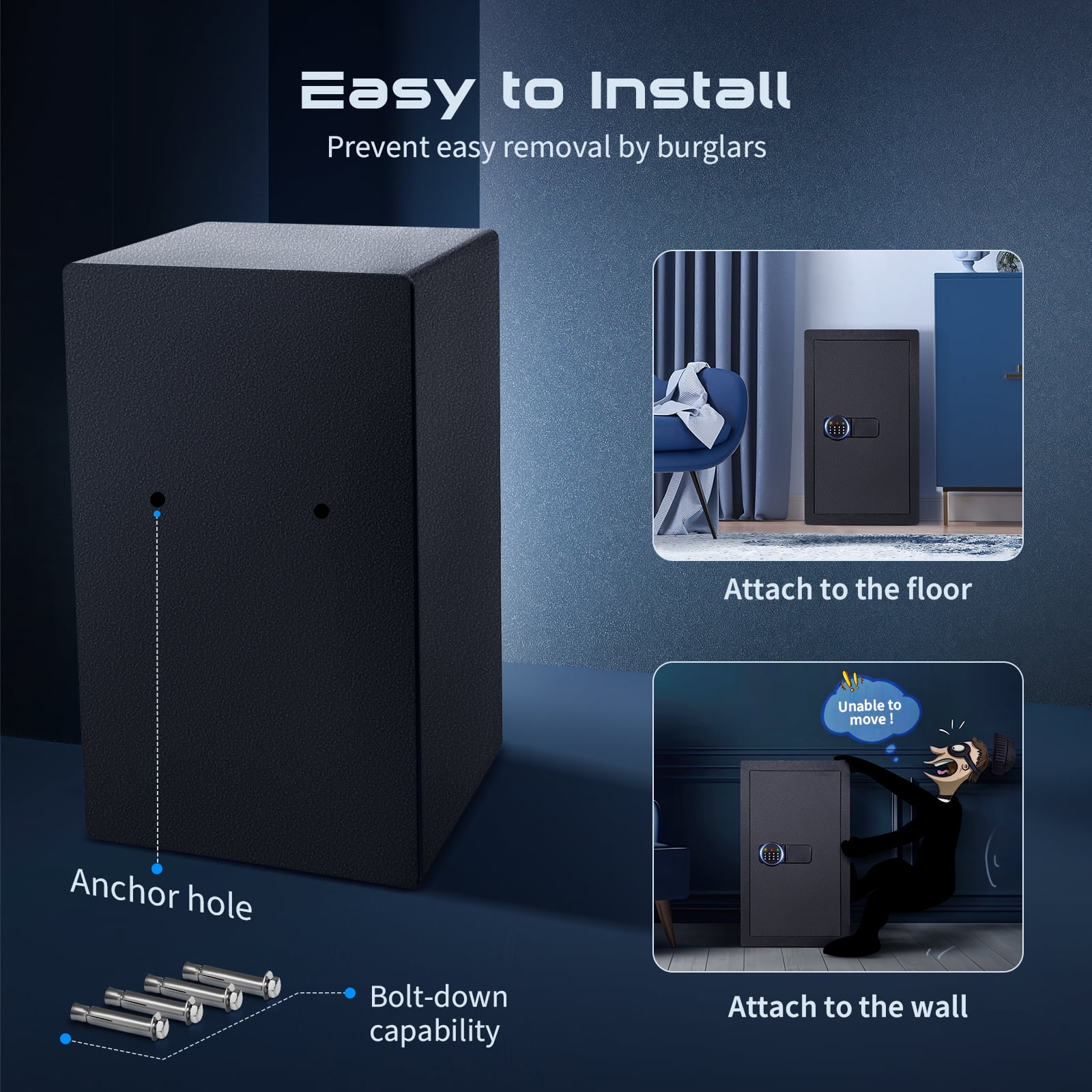 SRWTRCHRY 4.2 Cu ft Large Safe Box Fire-Resistant, Home Safe with Digital Keypad and Deposit Slot & Dual Alarm System, Money Safe With Mute Function and LED Light, Safe for Money Valuables - Image 5