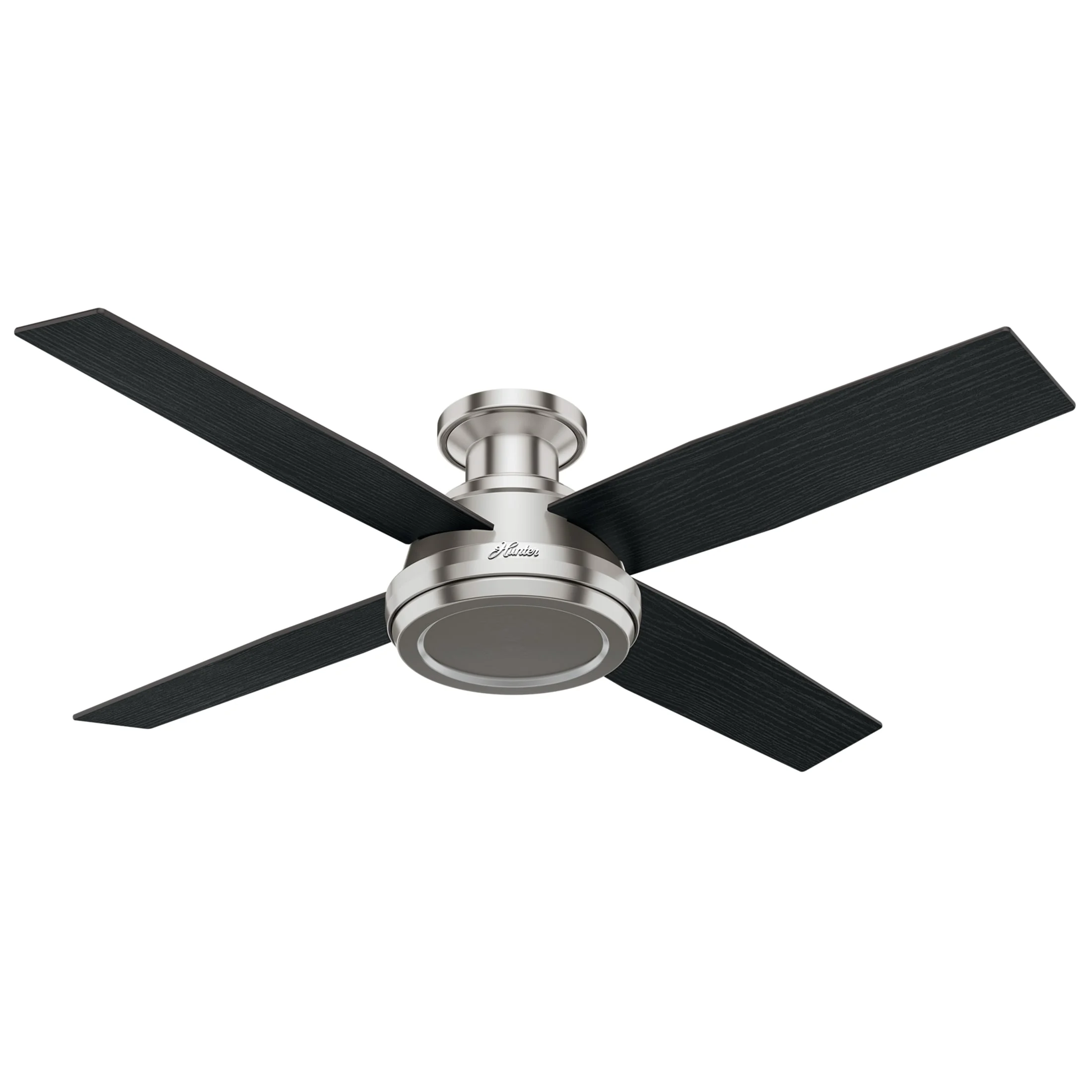 Hunter - Dempsey Indoor Low Profile Ceiling Fan, Remote, 52-inch, Brushed Nickel, Modern-style, 3-speed WhisperWind Motor, 59247, for Living Rooms, Bedrooms