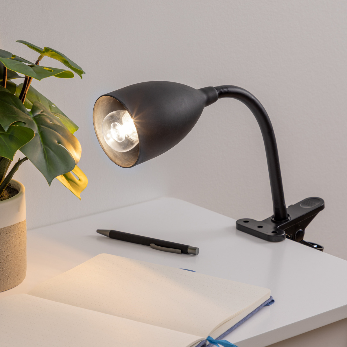 Clamp lamp "Sily" Black, H.43 cm
