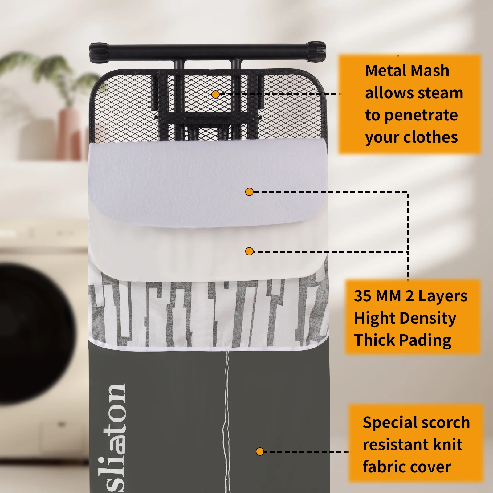 KDJ HOME Slieton Extra Large Ironing Board with Hang Rail, 20-Inch Wide - Image 2