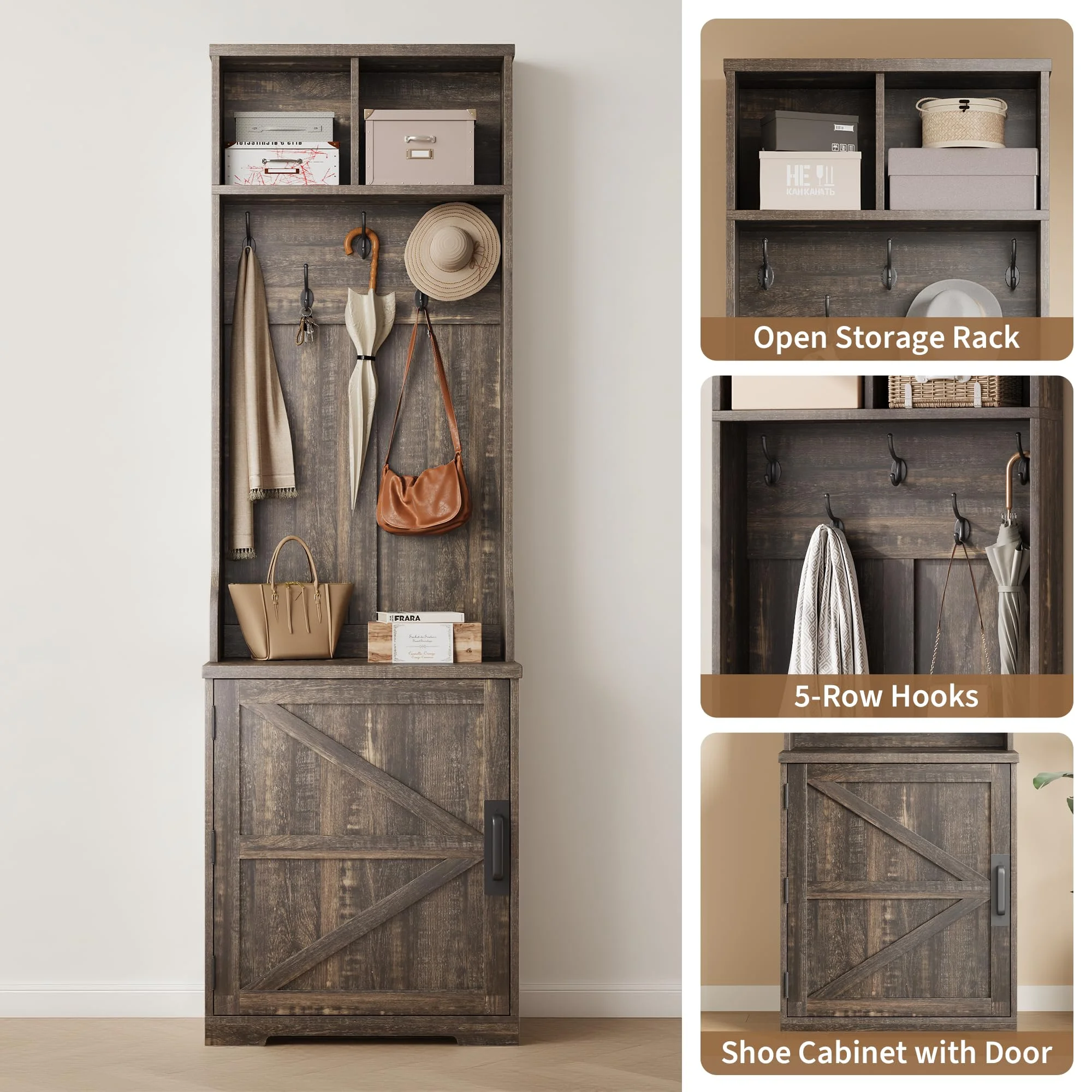 Ataucjin Hallway Tree with Shoe Storage,77