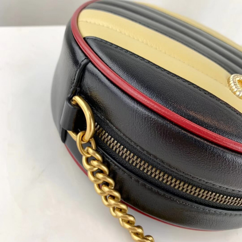 Replica Gucci Gg Marmont Mini Round Shoulder Bag 550154 Beige/Black1:1High-quality replica