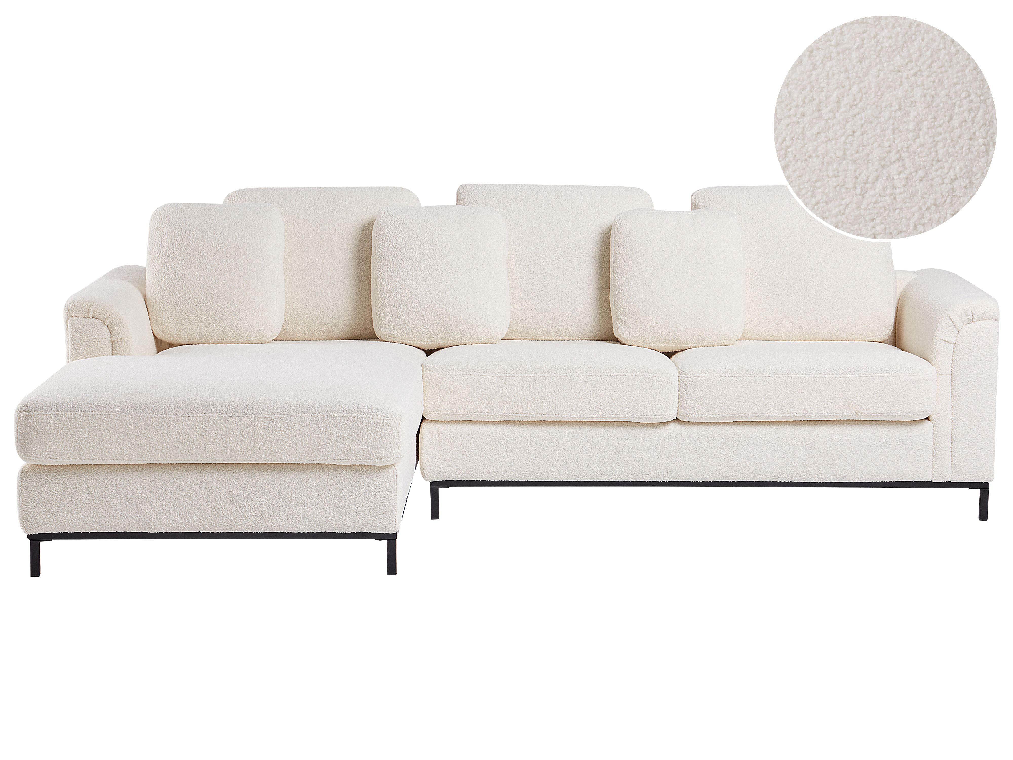Corner Sofa 4 Seater OSLO Boucle White Right Hand