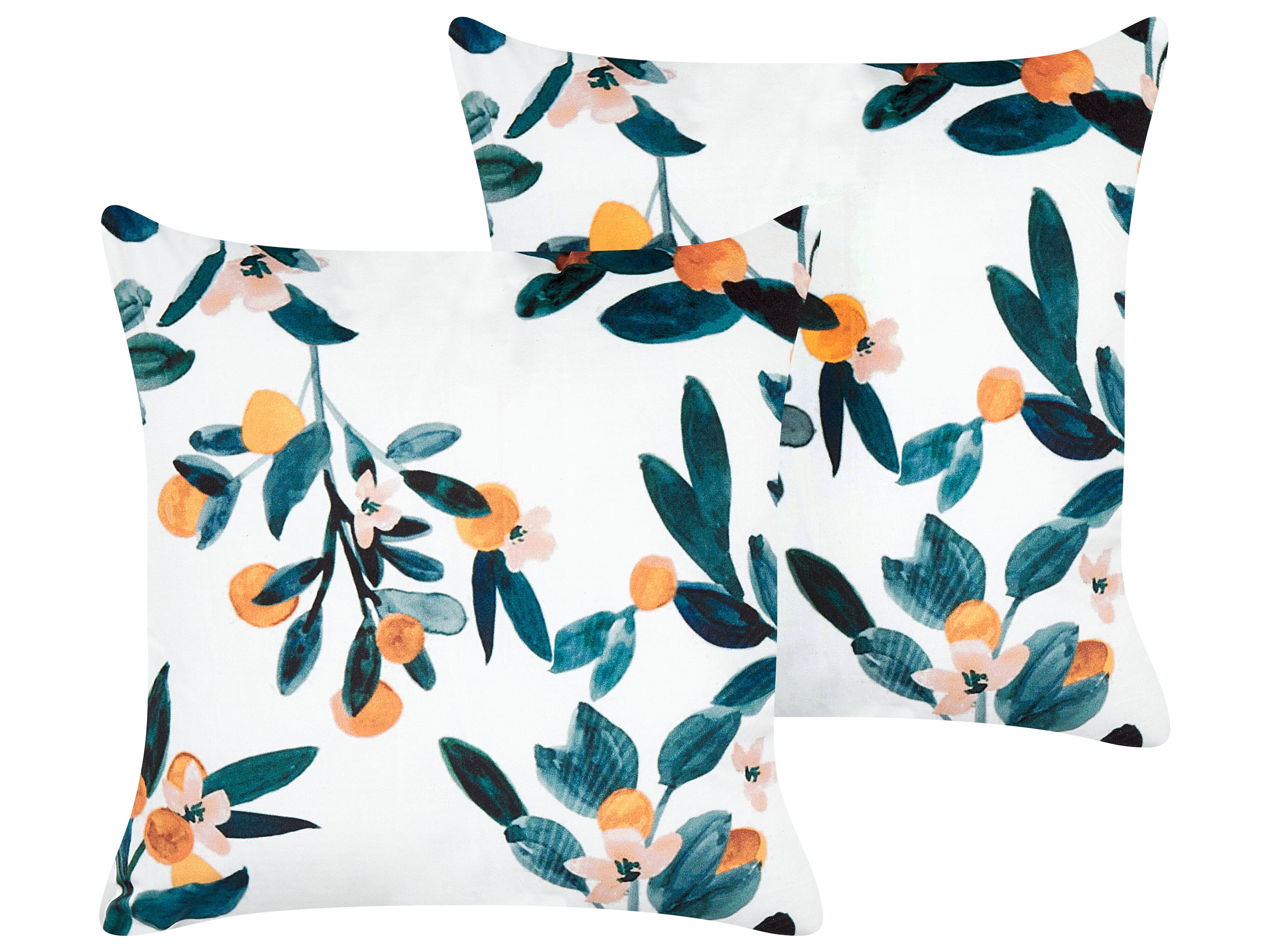 Set of 2 Decorative Cushions KNAUTIA Velvet 45 x 45 cm Multicolour Plant Pattern