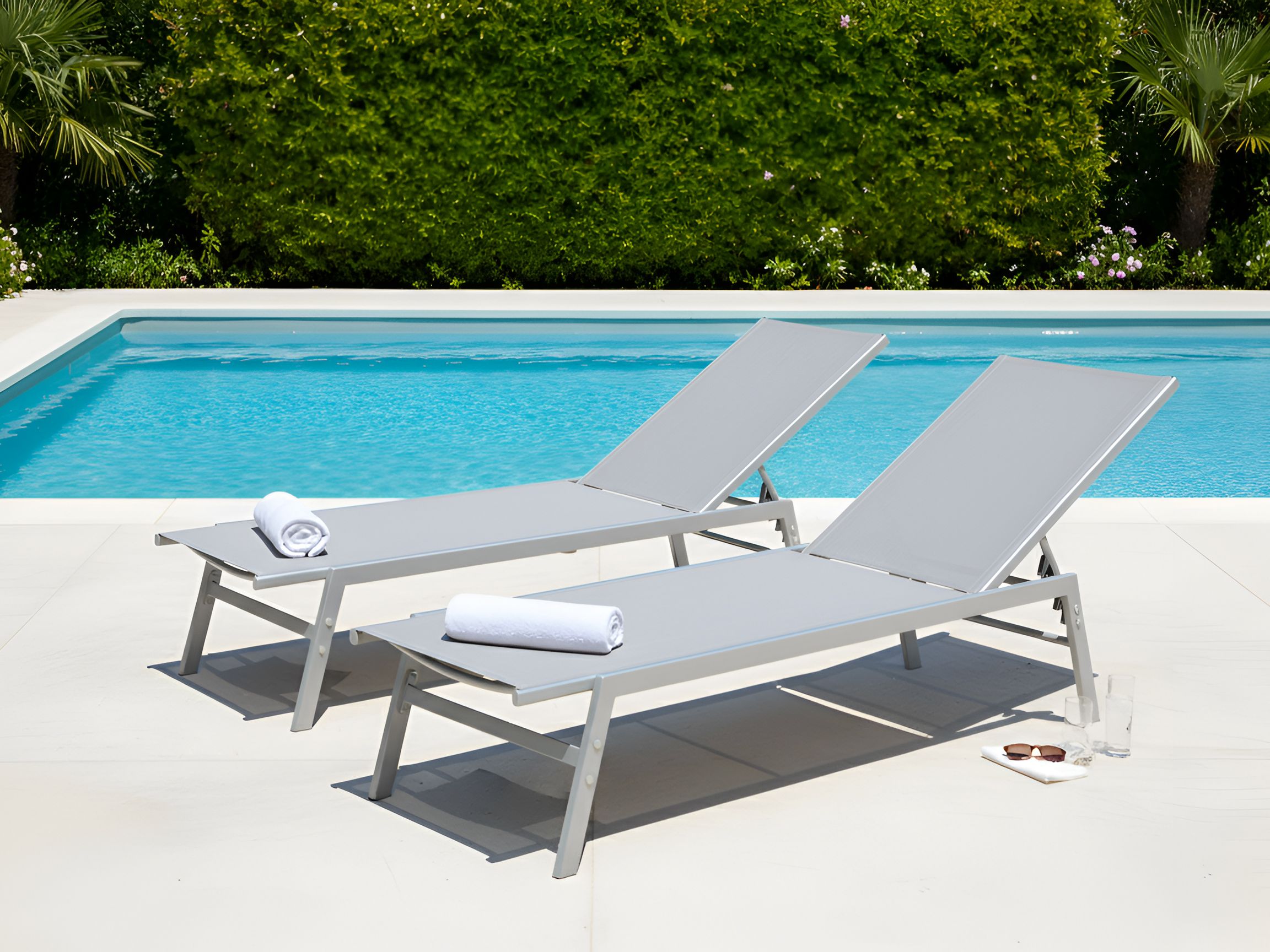 Sun Lounger NOLI Reclining Metal Grey