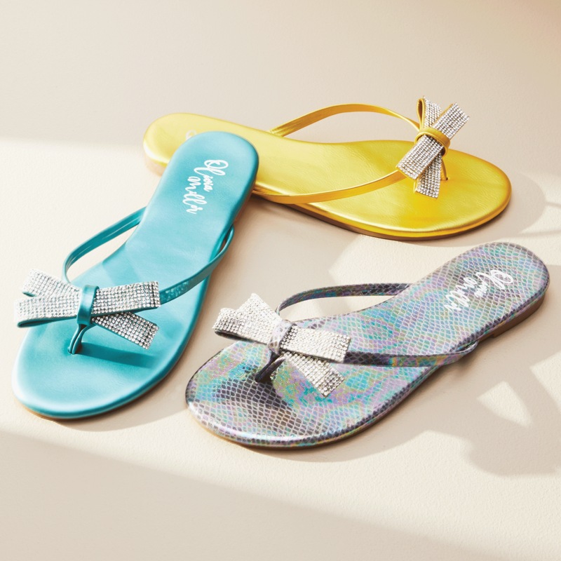 Olivia Miller Rhinestone Bow Flip-Flop - MIDNIGHT VELVET CATALOG