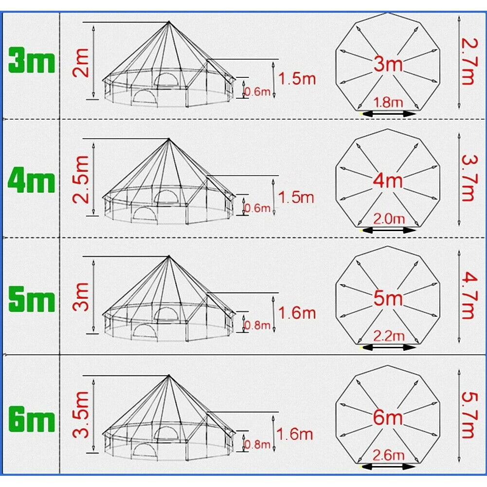 Outdoor Waterproof Family Camping Cotton Canvas Bell Tent Luxury Glamping Yurt Diameter 4M (13.1FT) - Image 6