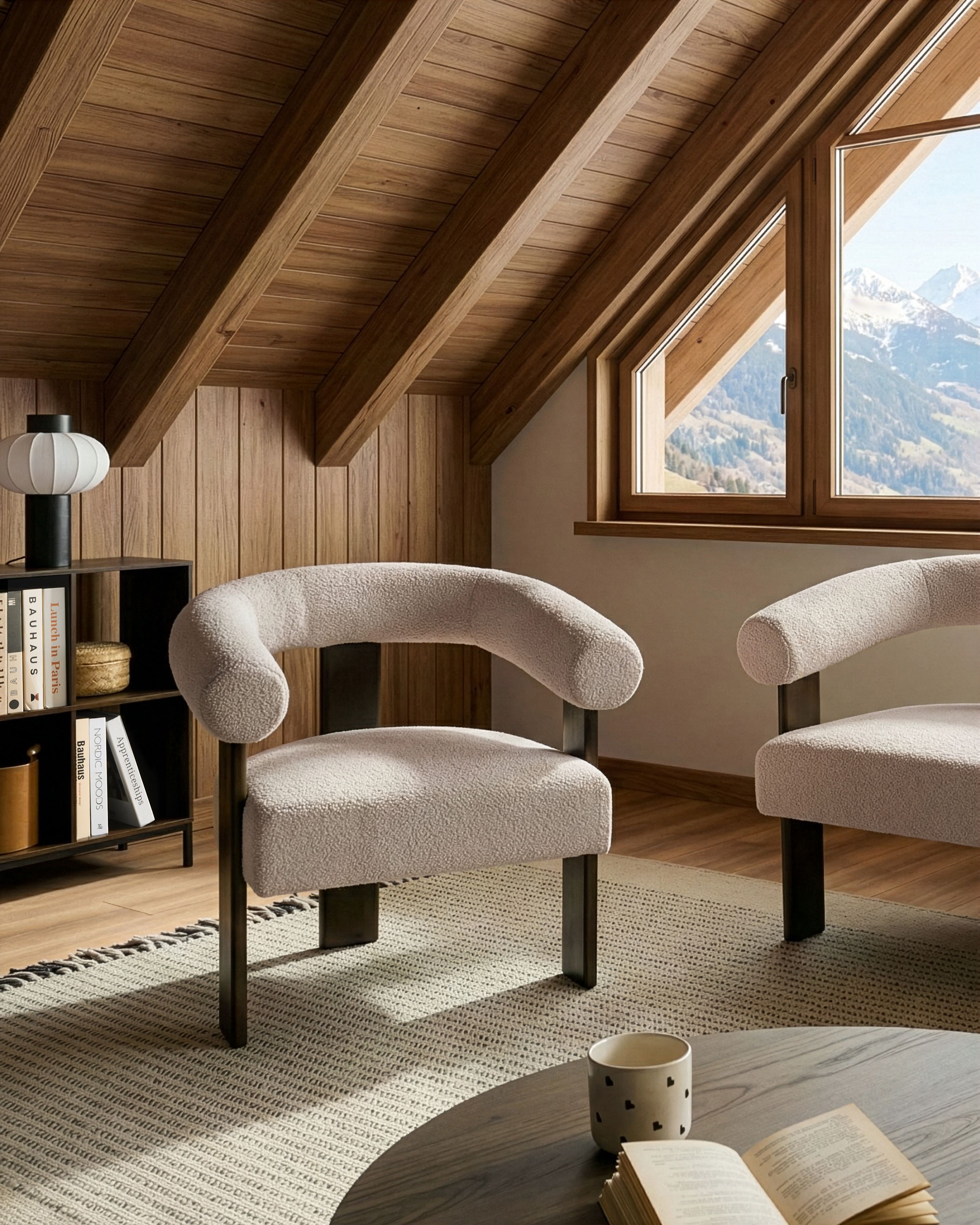 Armchair ILBRO Boucle Dark Brown/ Beige