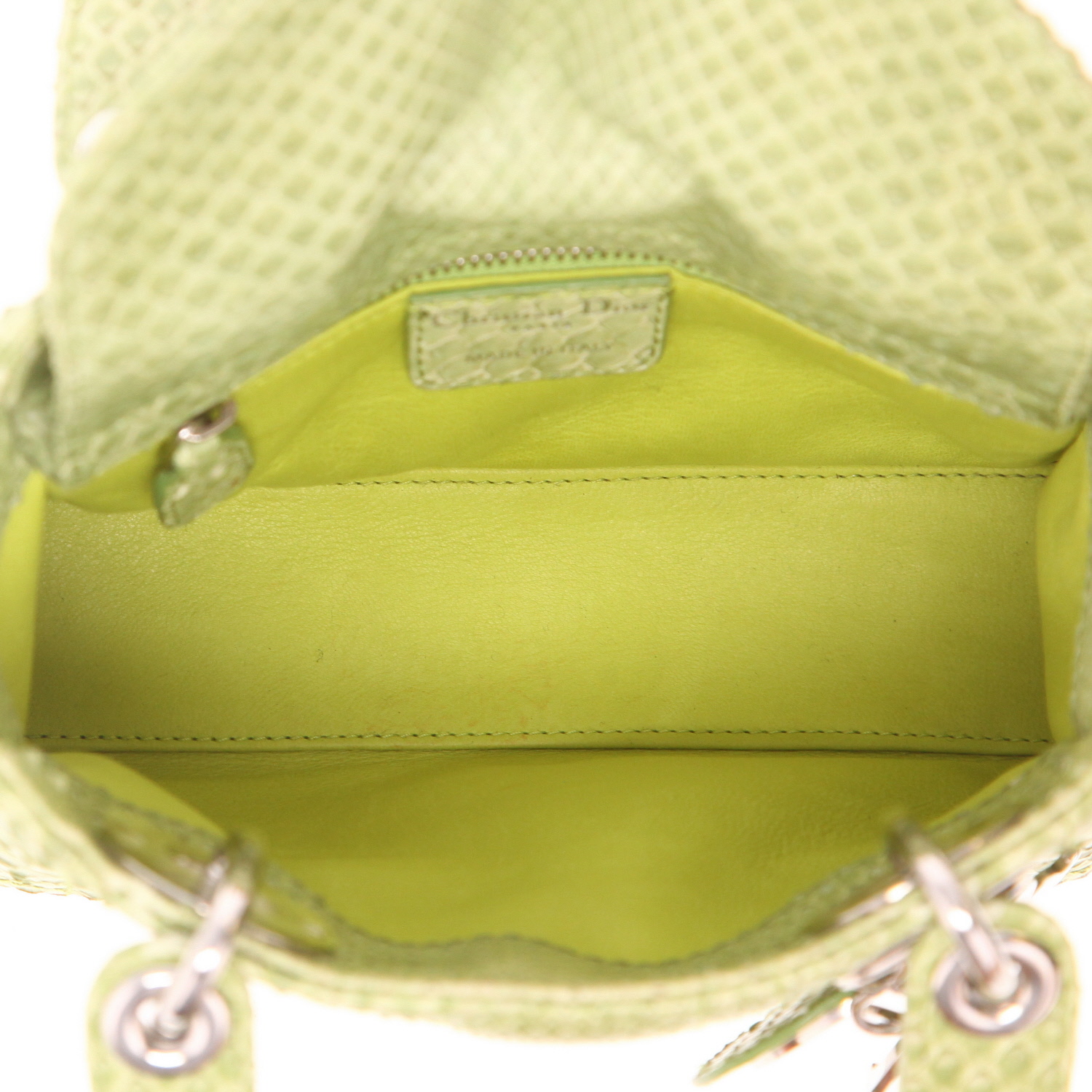 Dior Lady Dior mini handbag in green python1:1High-quality replica