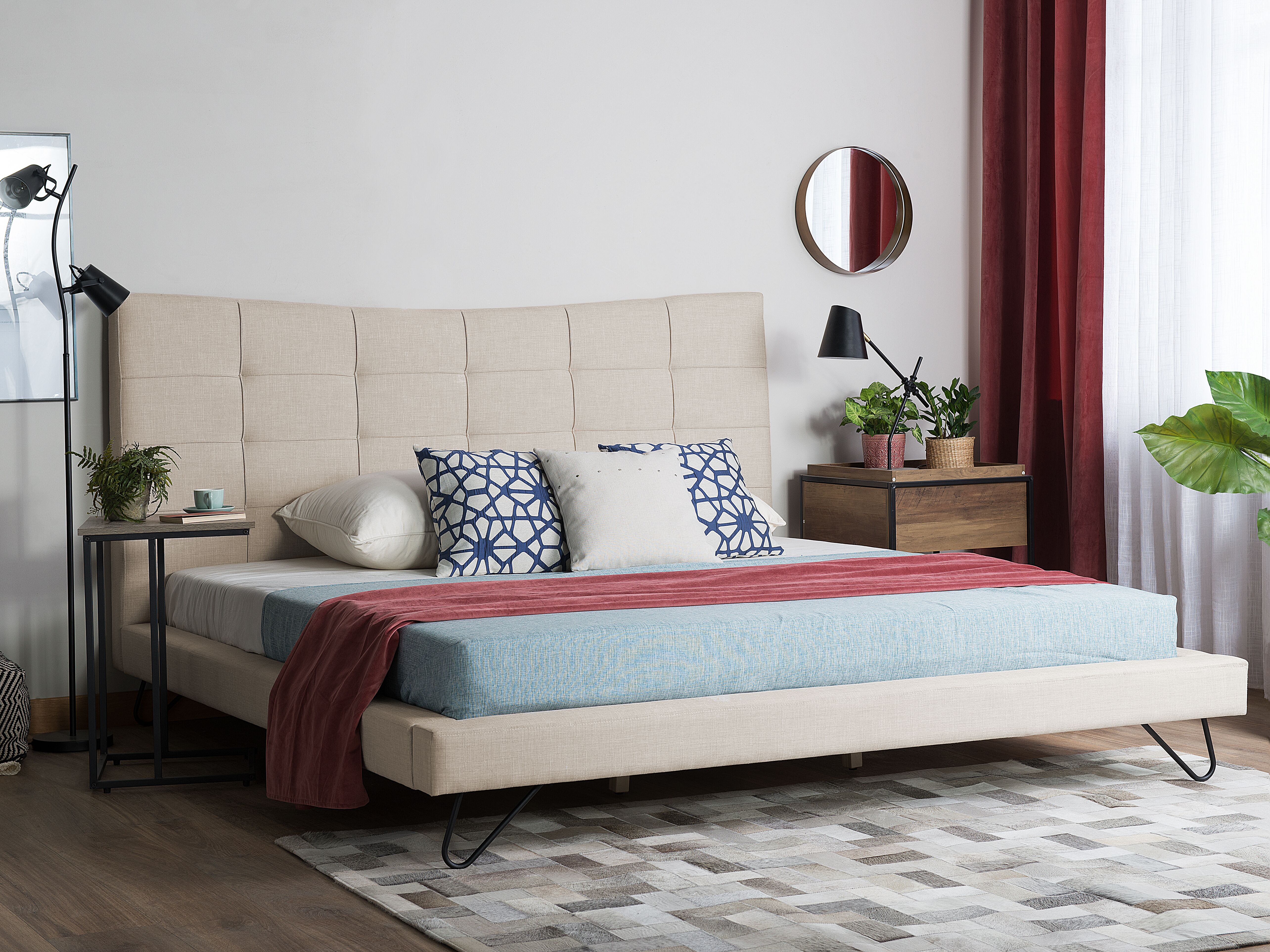 Bed Fabric LANNION 180 x 200 cm (EU Super King) Light Beige