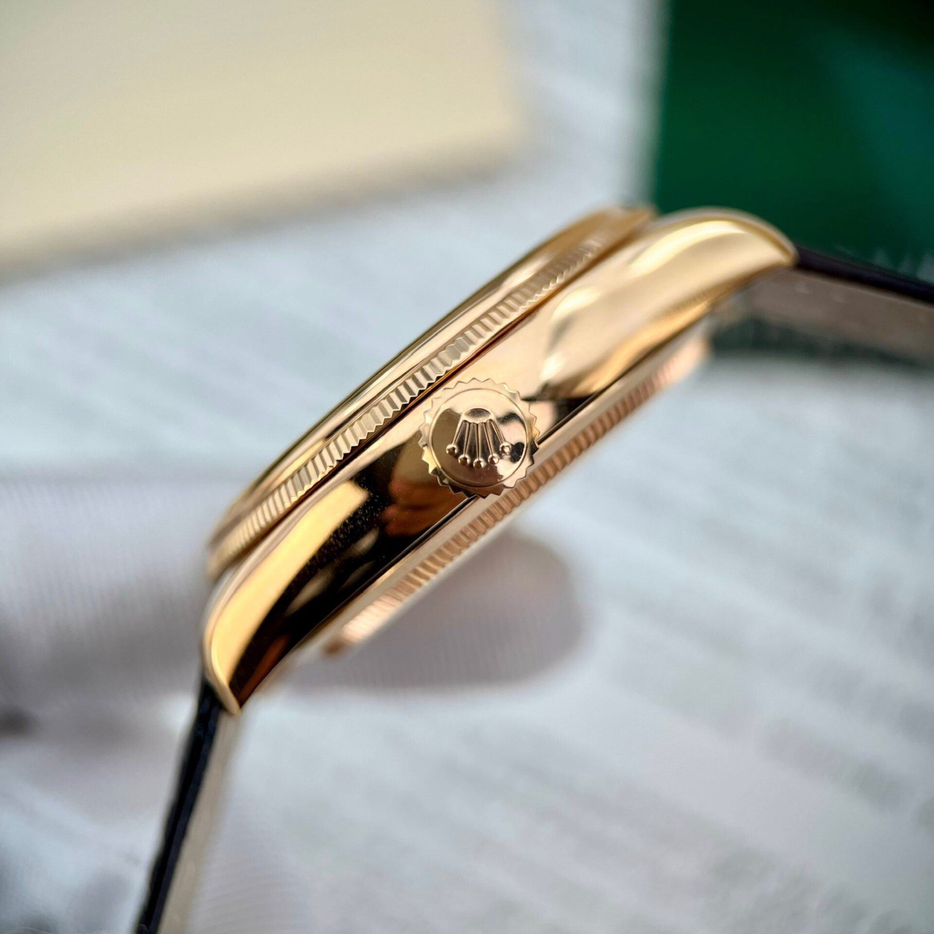 Rolex Cellini Date 50515 Gold Wrapped Replica Watch Leather Strap 39mm - Top club