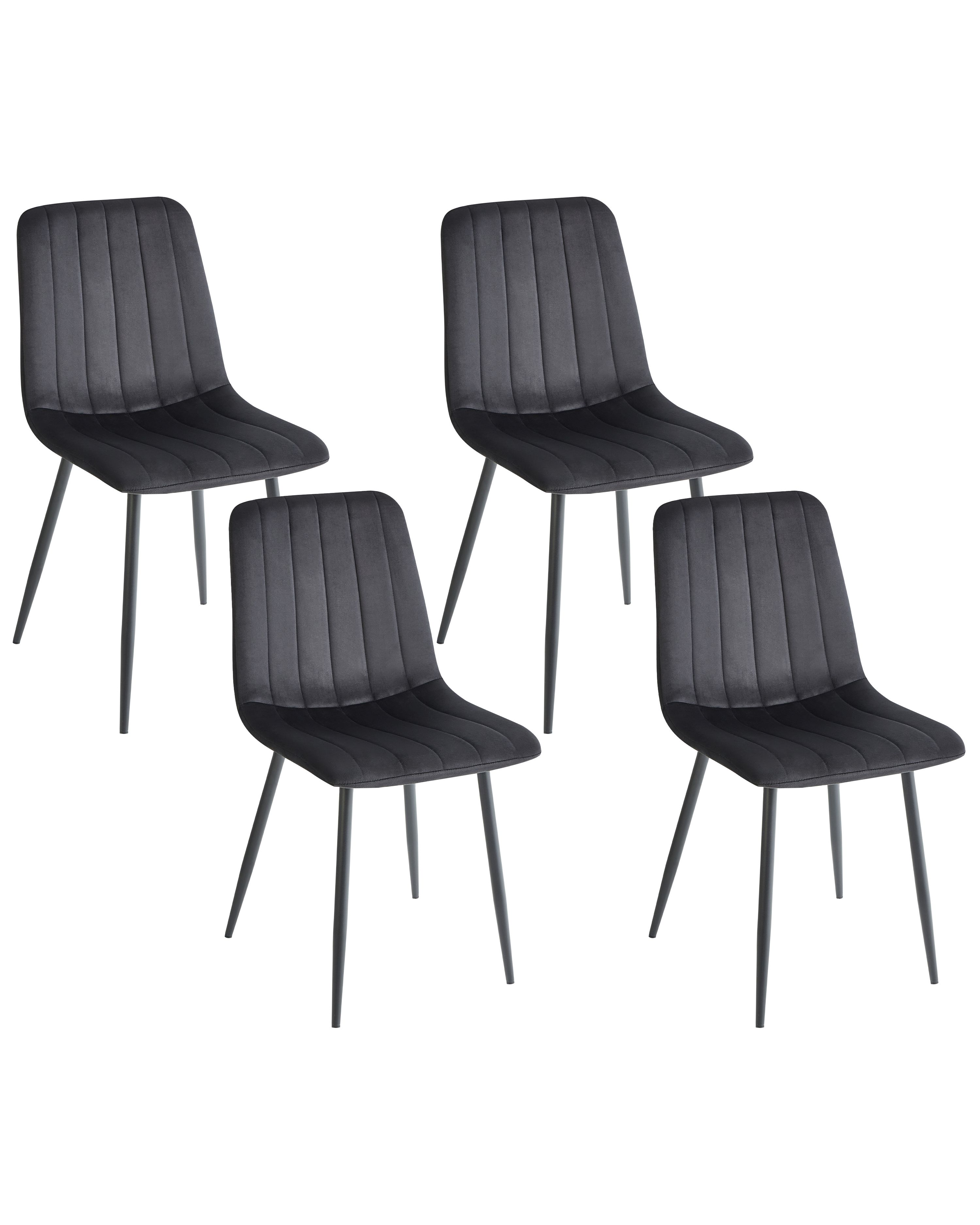 Set of 4 Dining Chairs KALISPELL Velvet Black