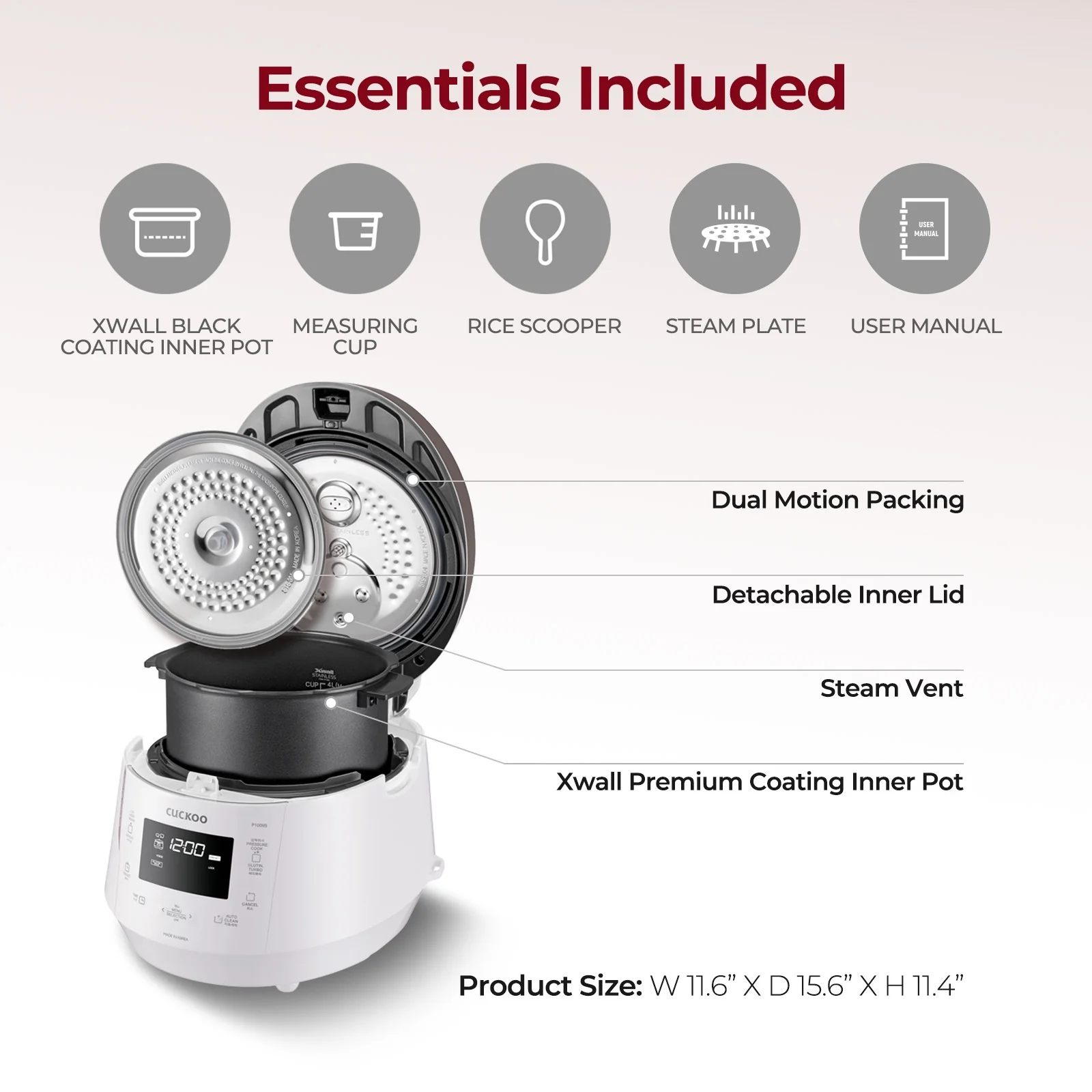 Cuckoo CRP-P1009SW 10-Cup (Uncooked) Heating Pressure Rice Cooker & Warmer with Nonstick Inner Pot