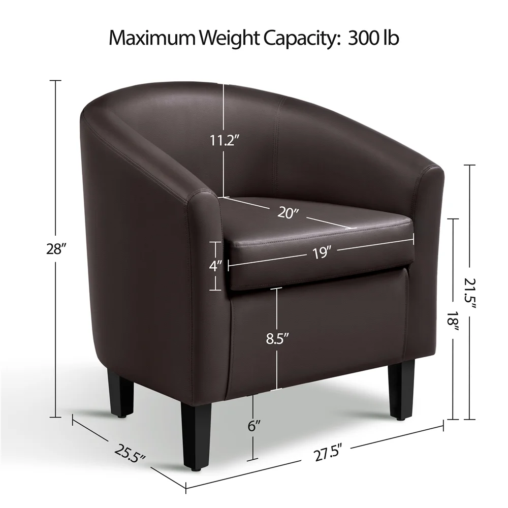 Renwick Faux Leather Barrel Accent Chair for Living Room, Set of 2, Black - Image 71