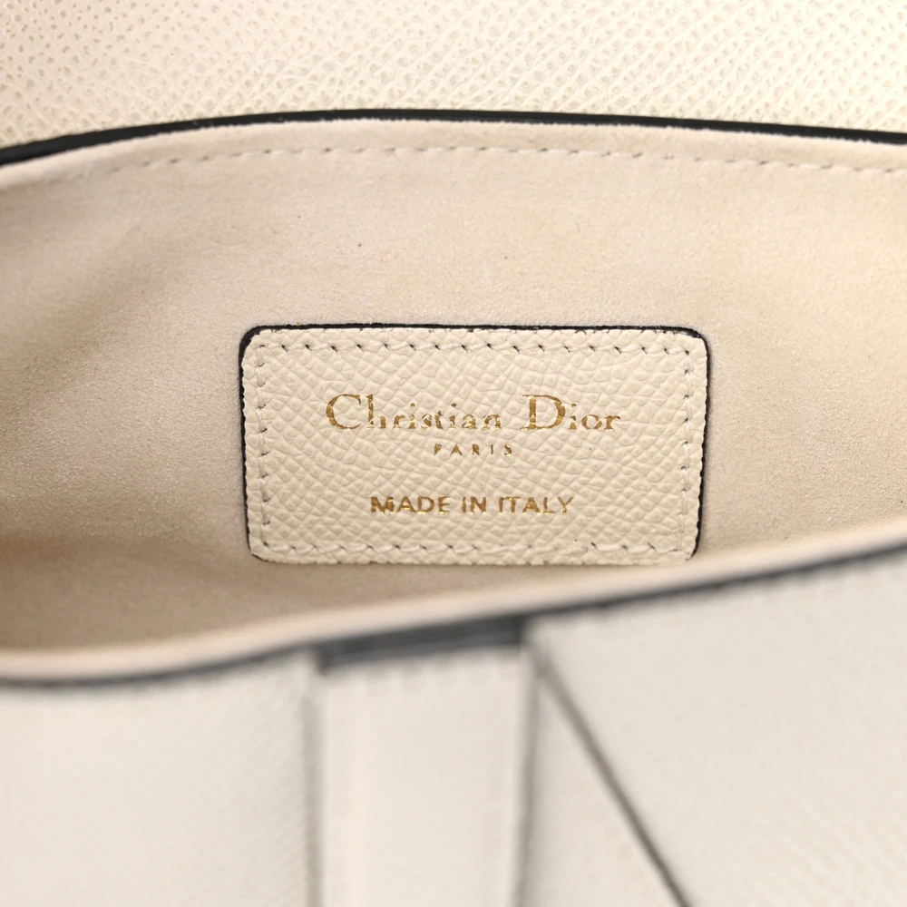 Dior White Grained Calfskin Saddle Replica with Brass Accents
