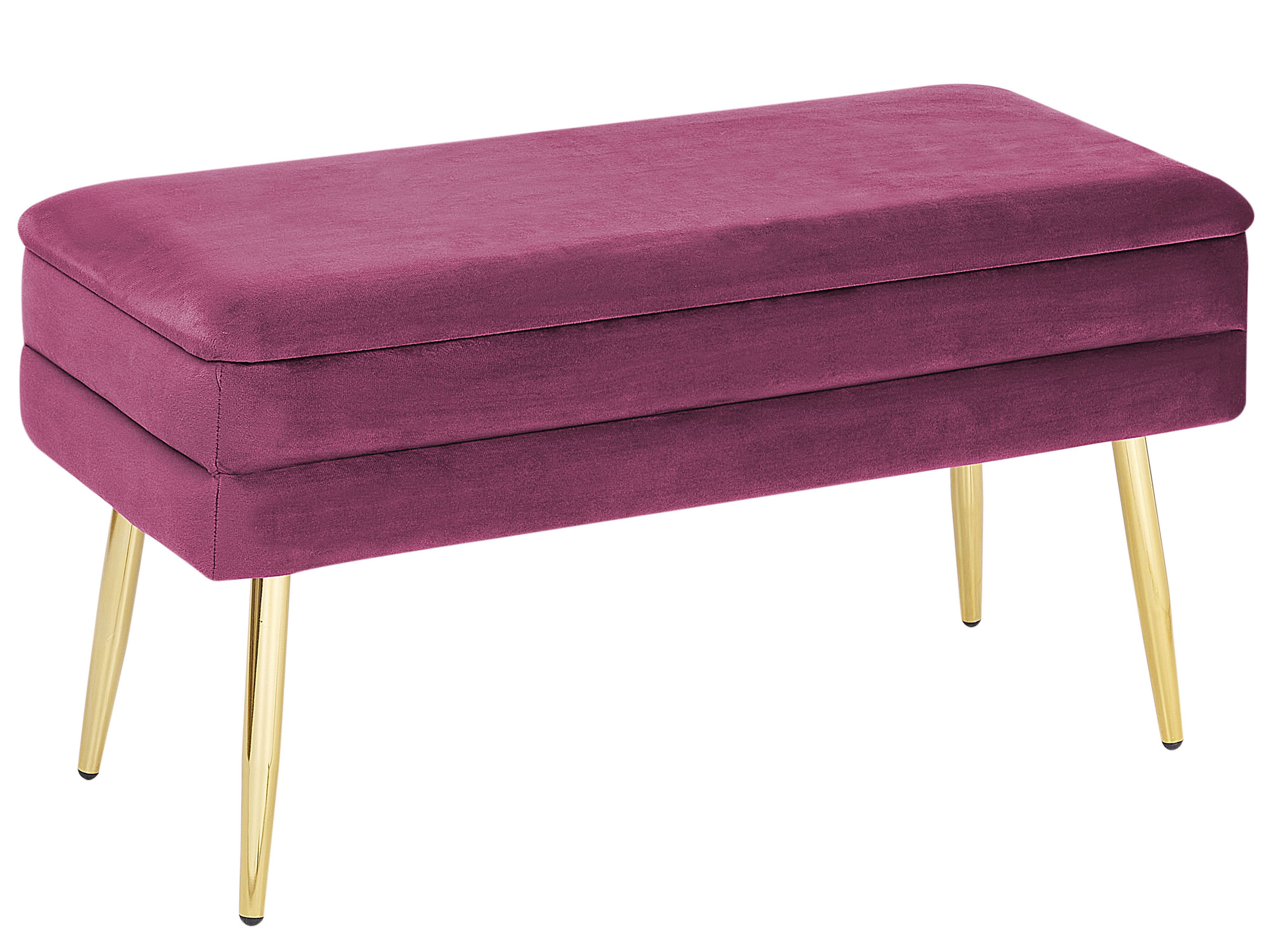 Upholstered Storage Bench DURHAM Velvet Burgundy