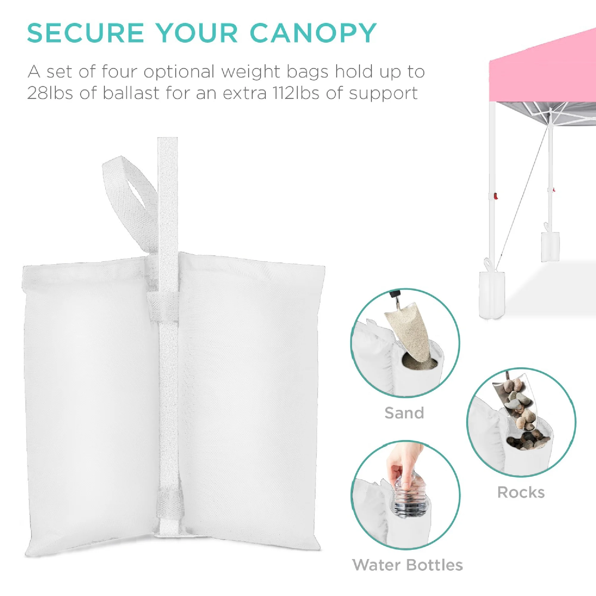 Best Choice Products 10x10ft Easy Setup Pop Up Canopy w/ 1-Button Setup, Wheeled Case, 4 Weight Bags - White - Image 259