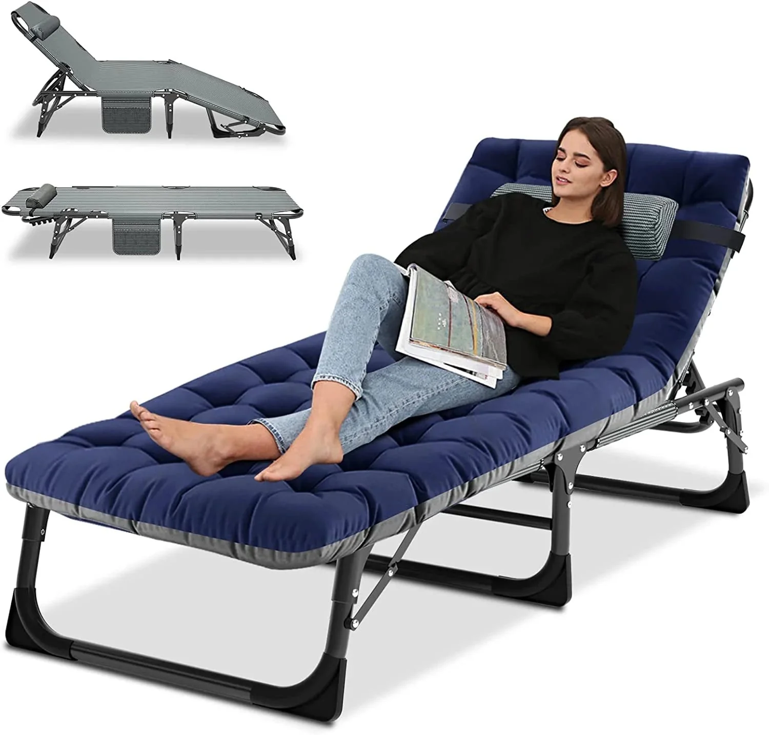 Slsy 5-Position Adjustable Folding Lounge Chair And Cot - 75.2" x 25.6" x 11.8" - Image 64 Slsy 5-Position Adjustable Folding Lounge Chair And Cot - 75.2" x 25.6" x 11.8" - Image 64