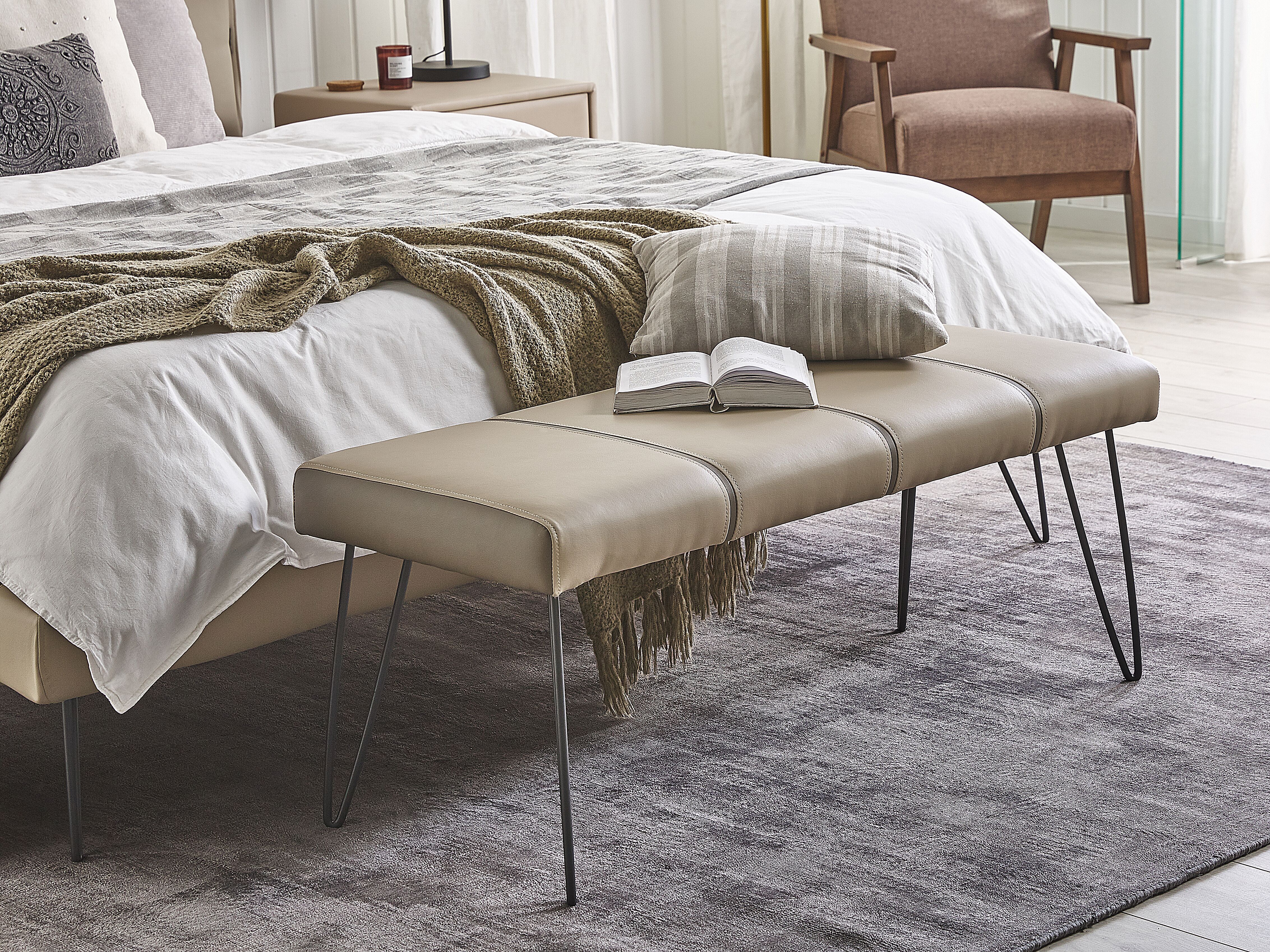 Upholstered Bench BETIN Faux Leather Sand Beige