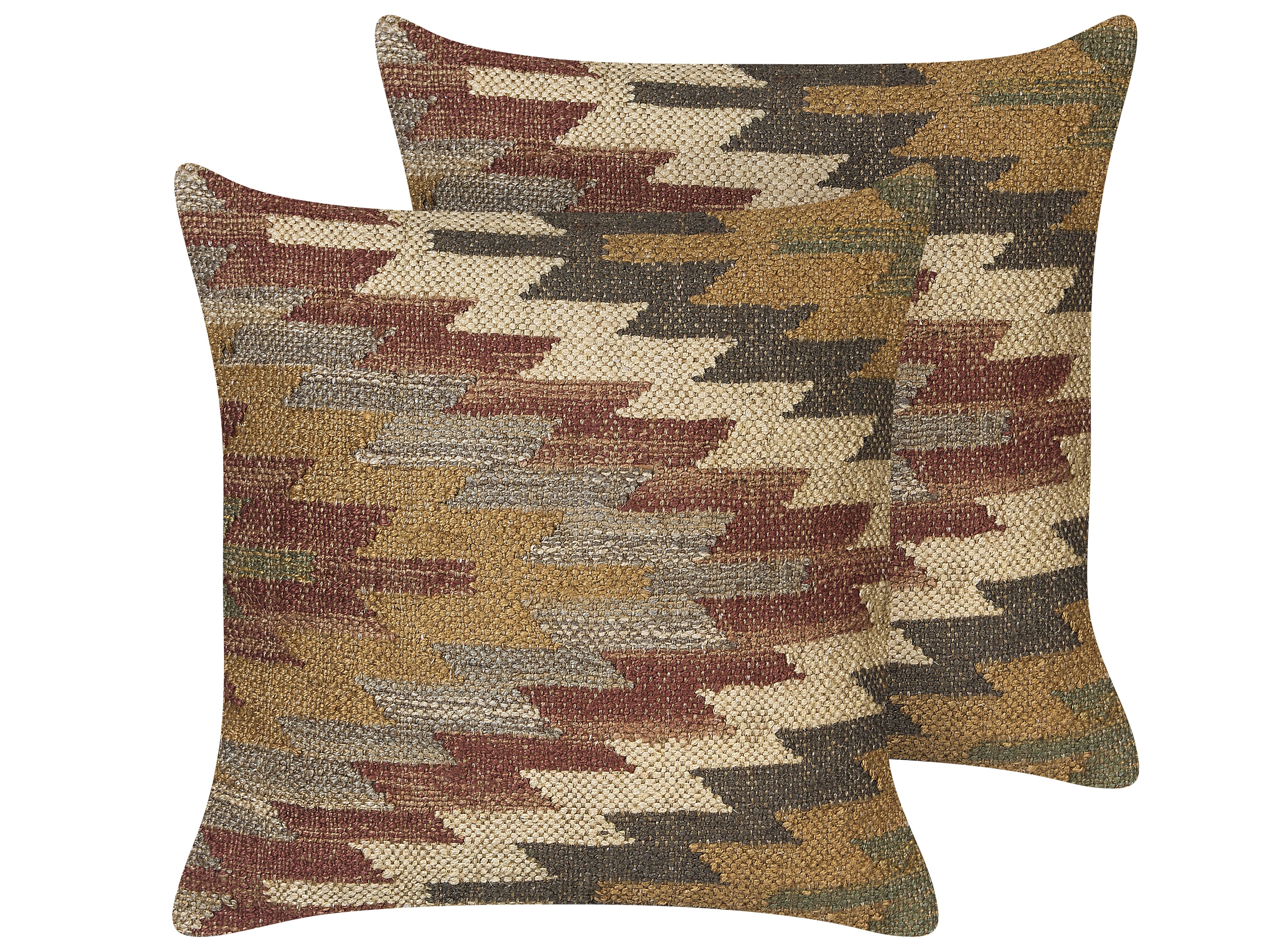 Set of 2 Decorative Cushions DEEPOR Jute 45 x 45 cm Multicolour Oriental Pattern