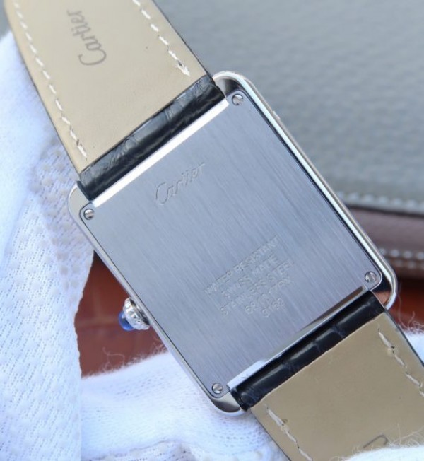 Replica Cartier Tank Solo SS White Dial Black Leather Strap Ronda Quartz - Top club