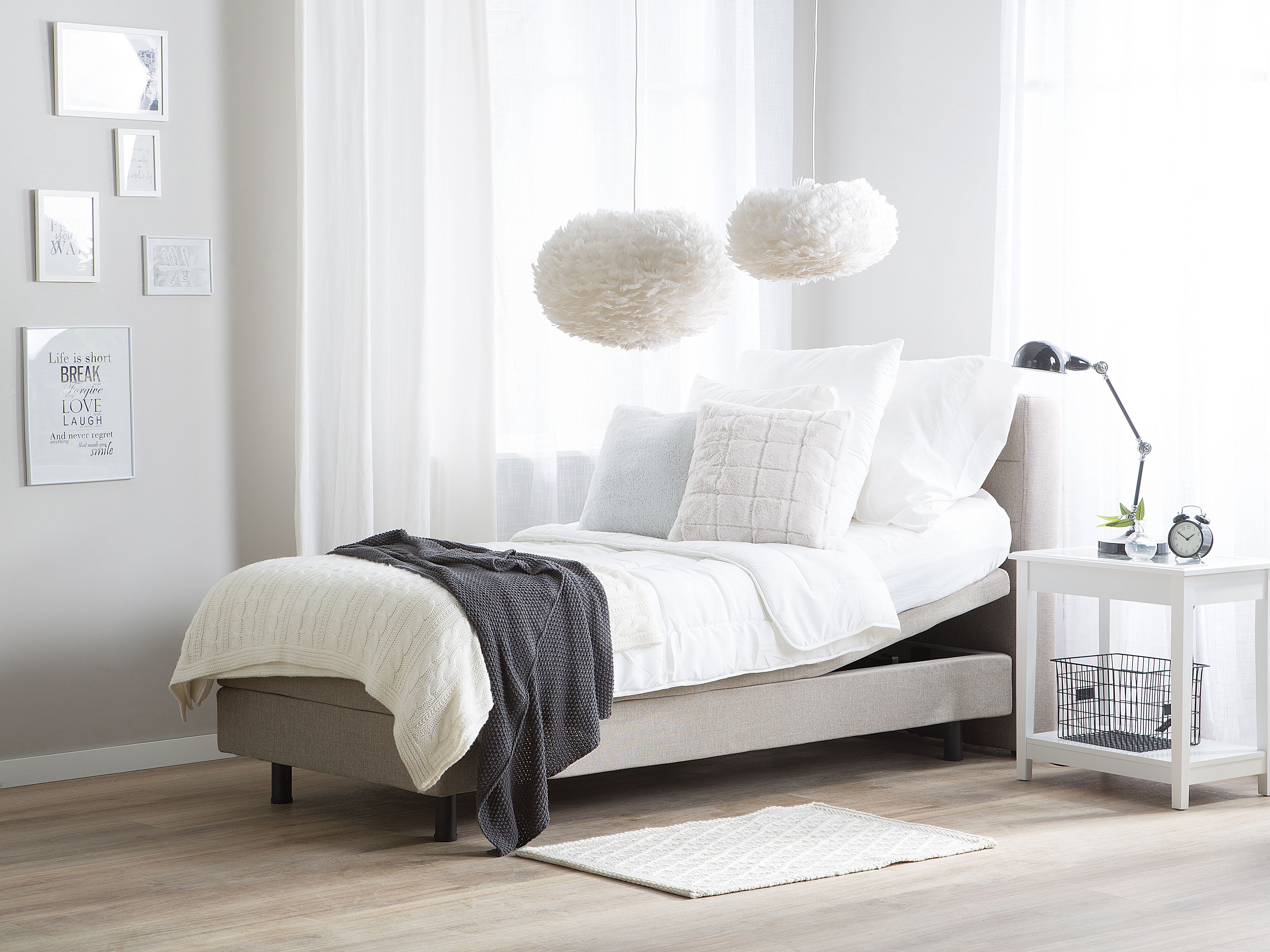 Adjustable Bed Fabric DUKE 90 x 200 cm (EU Single) Beige