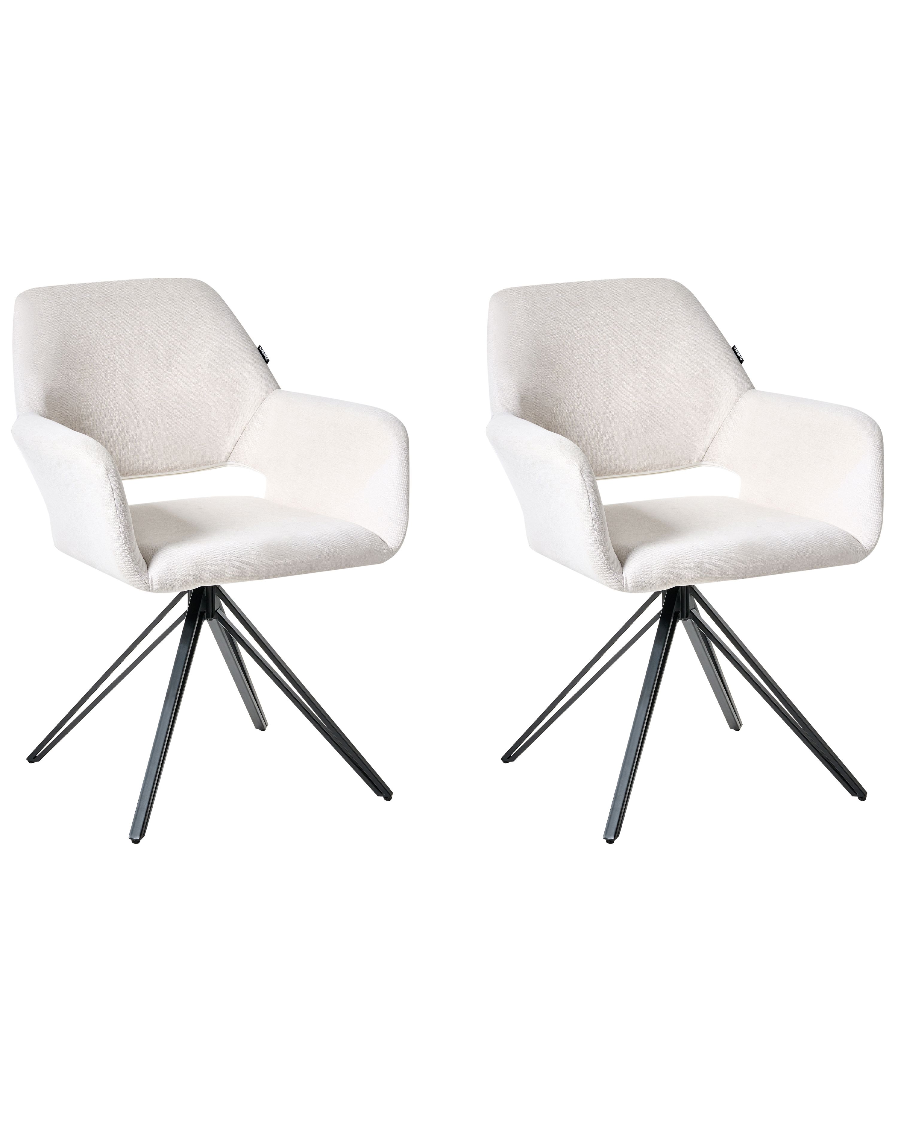 Set of 2 Dining Chairs CINEY Fabric Off-White