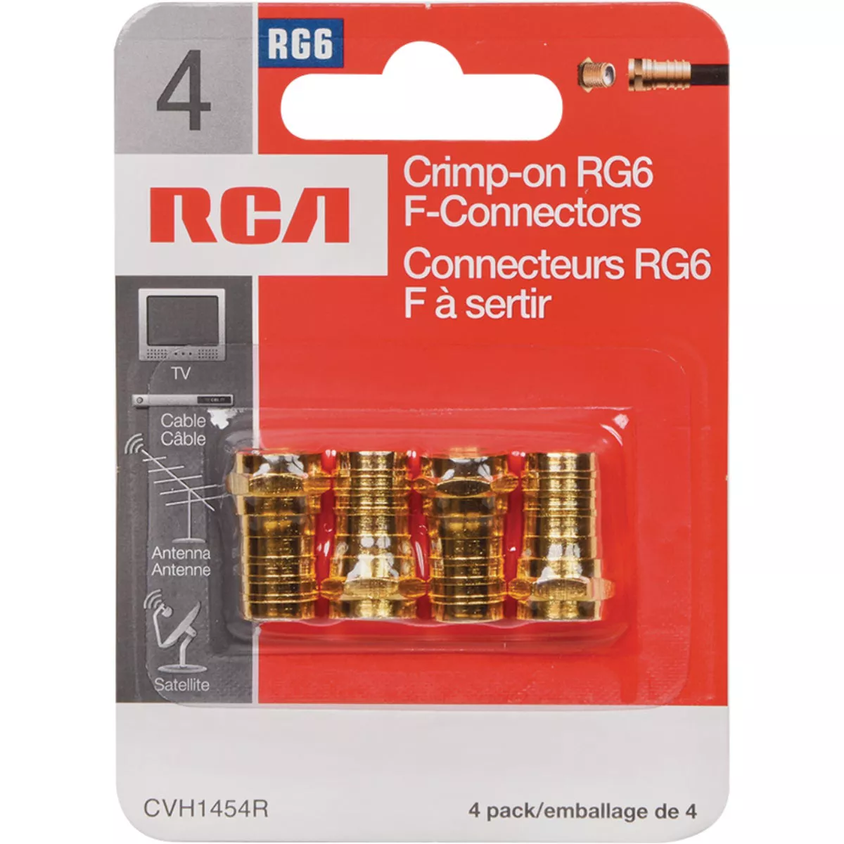 RCA Heavy Duty Coaxial F-Connector (4-Pack)