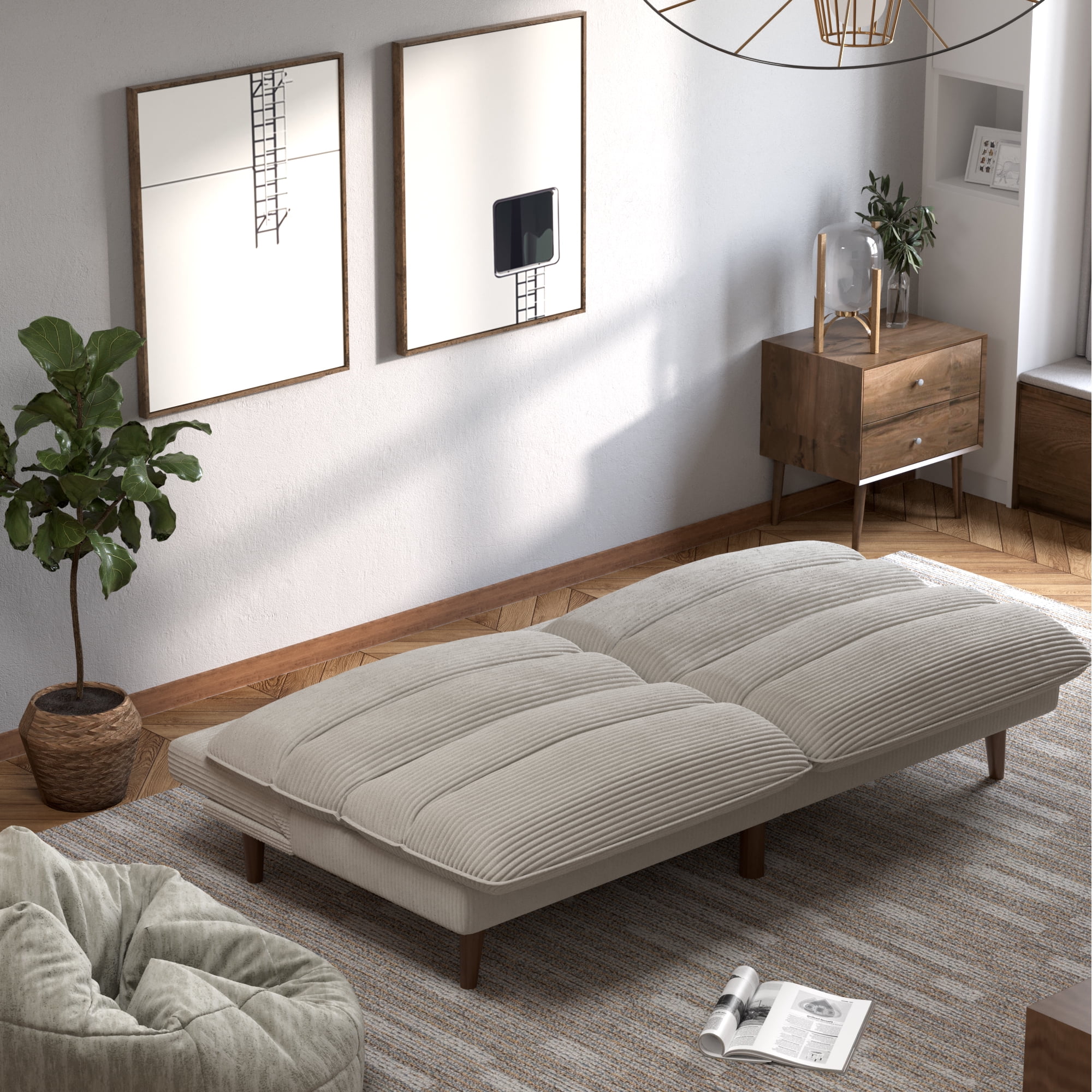 Homall Futon sofa, Two Seat Adjustable Sofa, Corduroy Fabric, Upholstered Sofa, Sofa Changeable into Bed, Leisure Reading and Games, Green - Image 30
