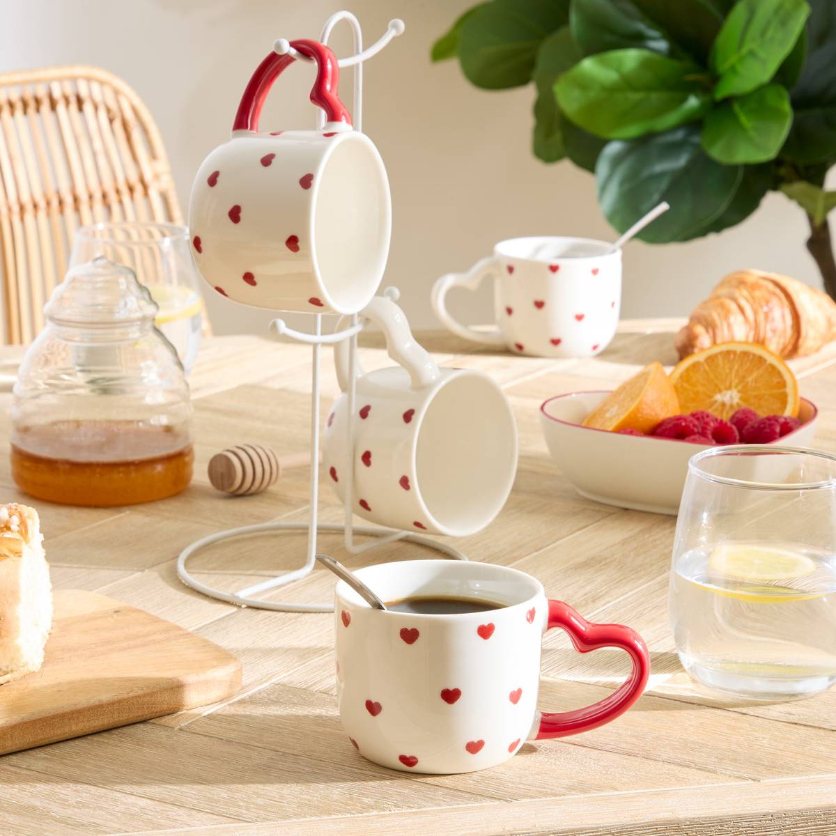 Set of 4 "Valentine" mugs 220 ml, New Bone China (Porcelain), White