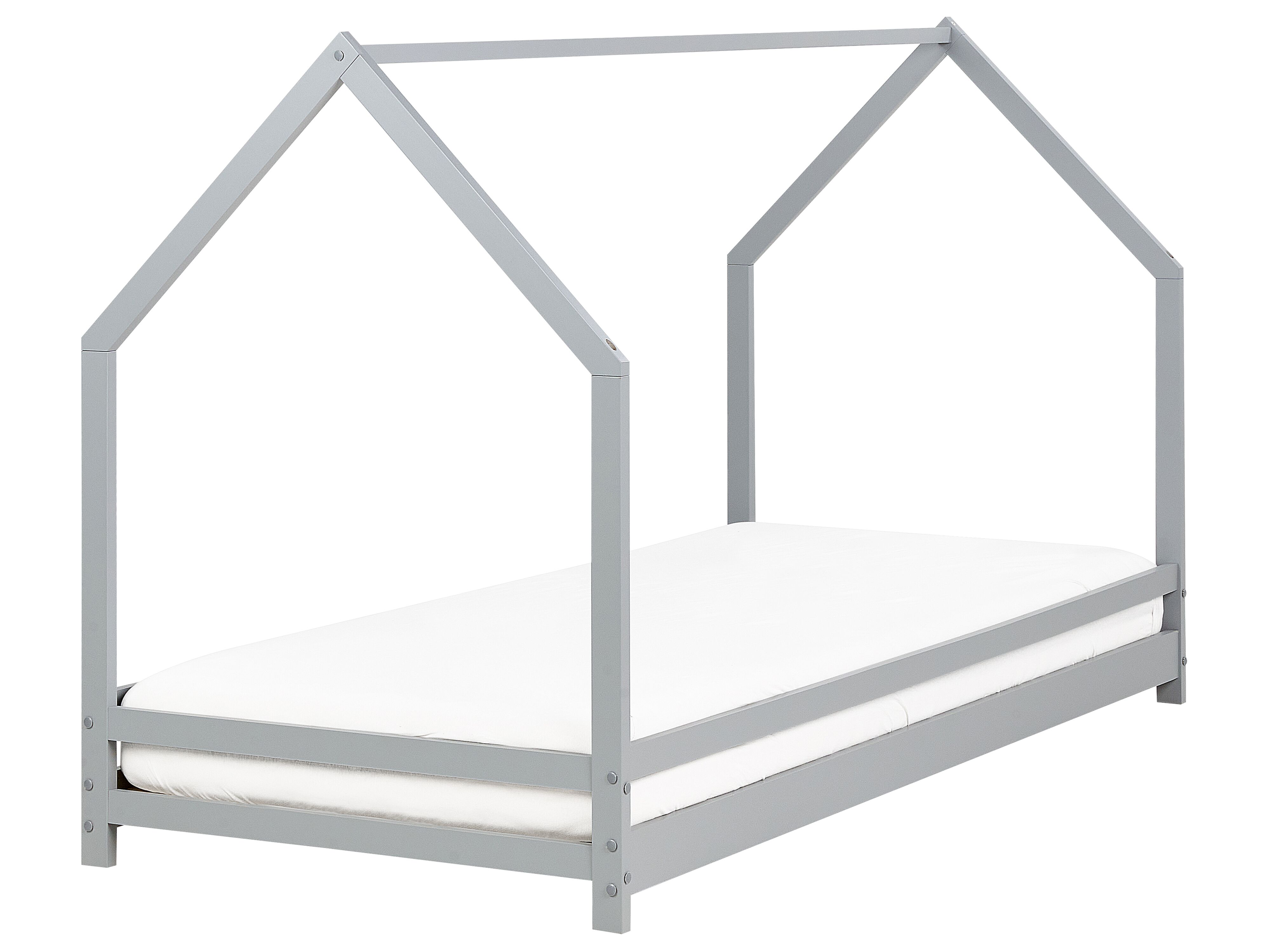 Kids Bed House Pine Wood APPY 90 x 200 cm (EU Single) Grey