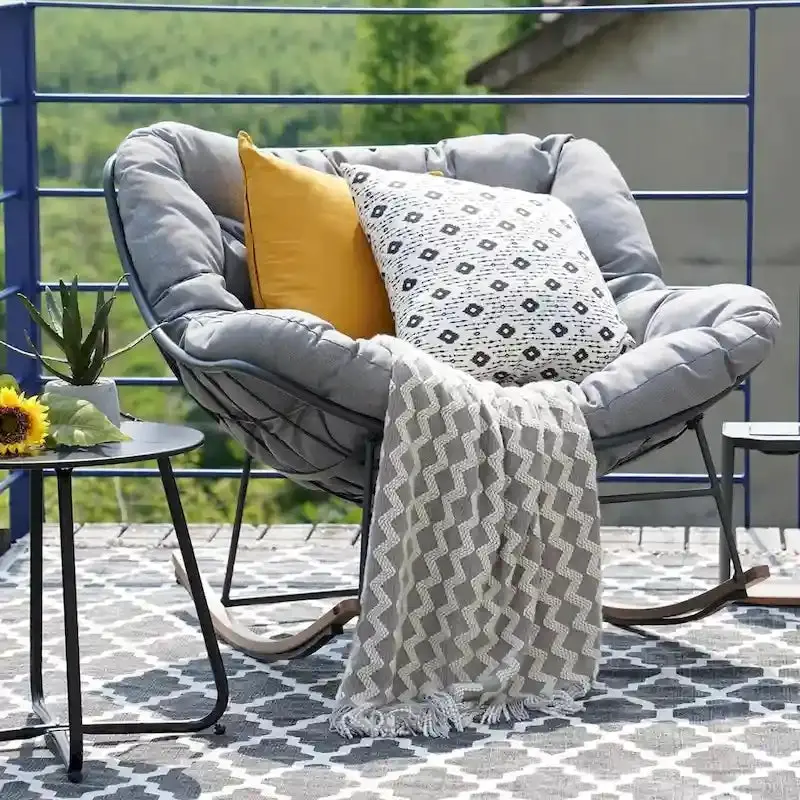Oversized Indoor/Outdoor Rocking Egg Chair With Cushioned Upholstery - Image 4 Oversized Indoor/Outdoor Rocking Egg Chair With Cushioned Upholstery - Image 4