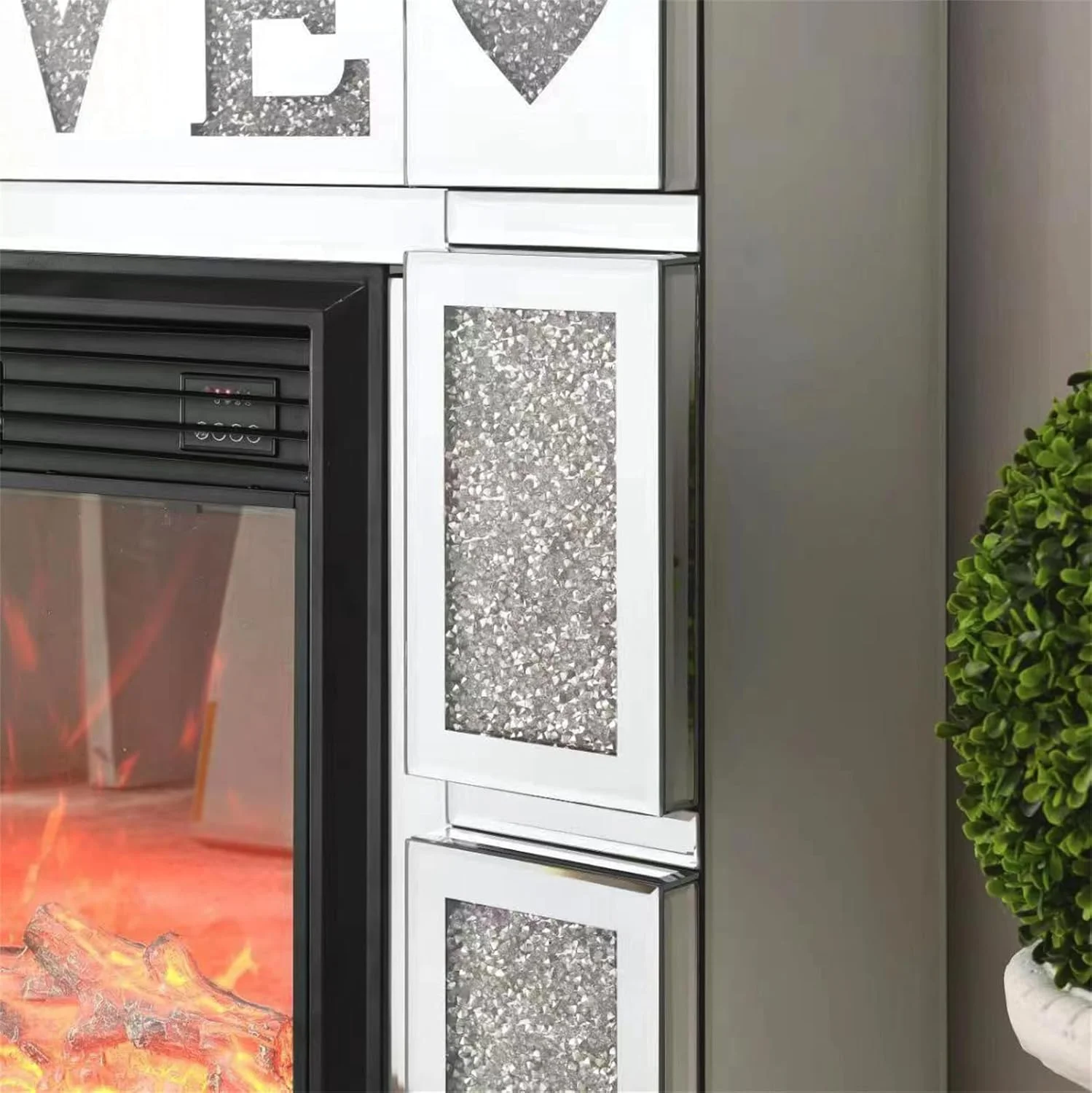 IKIFLY 47.24L x 41.33 H Mirrored Electric Fireplace - Image 15