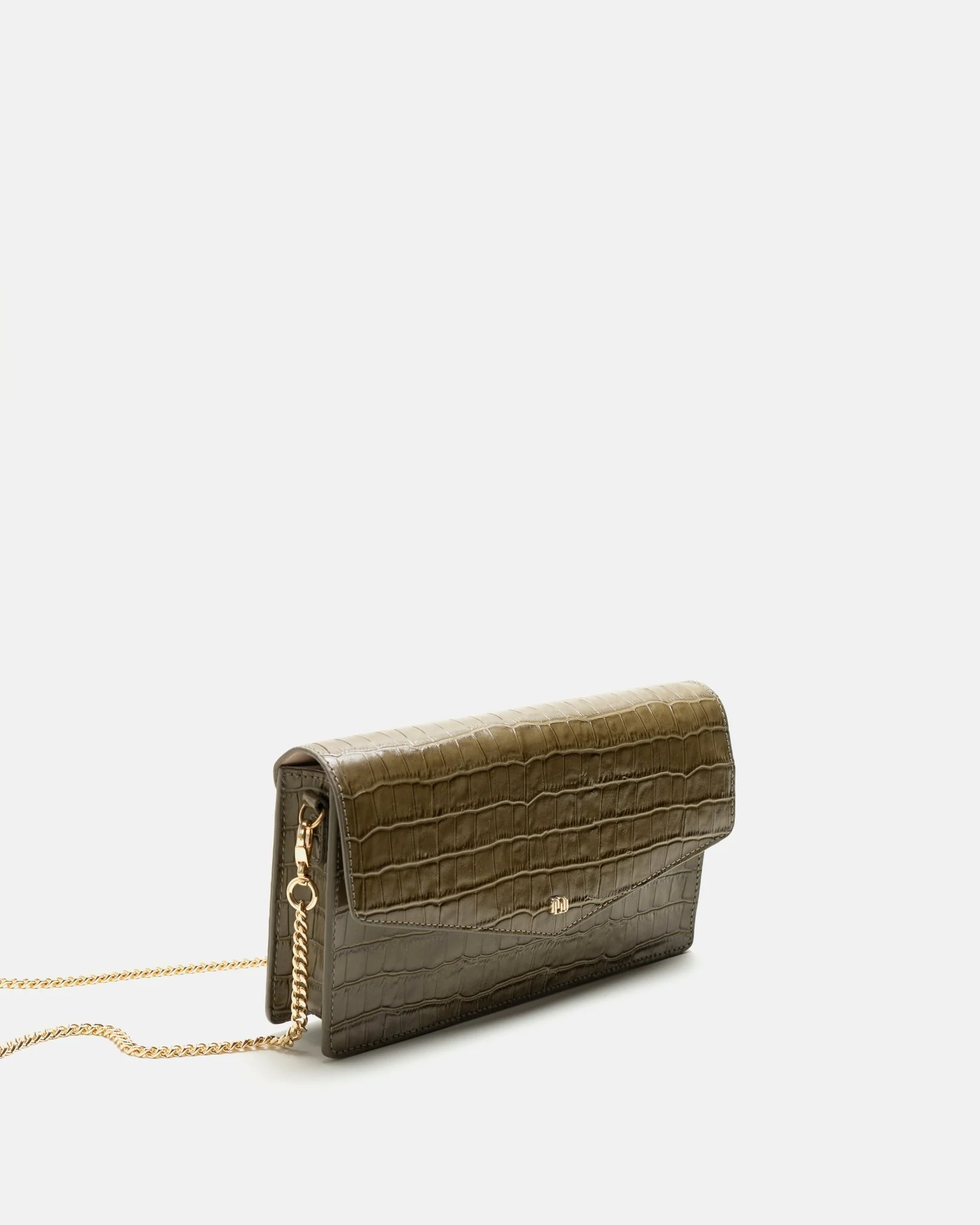 SAC KATY/CROC - En cuir croco kaki
