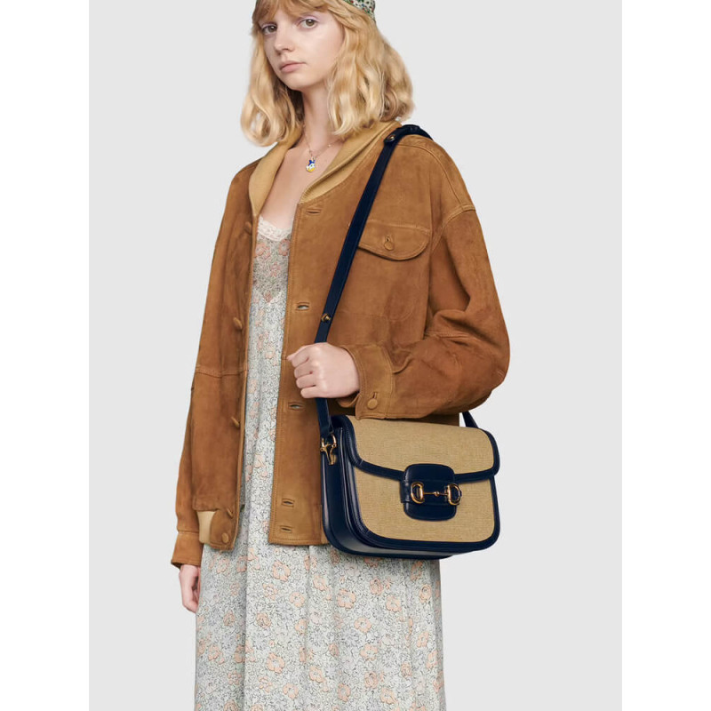 Replica Gucci Horsebit 1955 Small Bag 602204 In Beige Canvas1:1High-quality replica