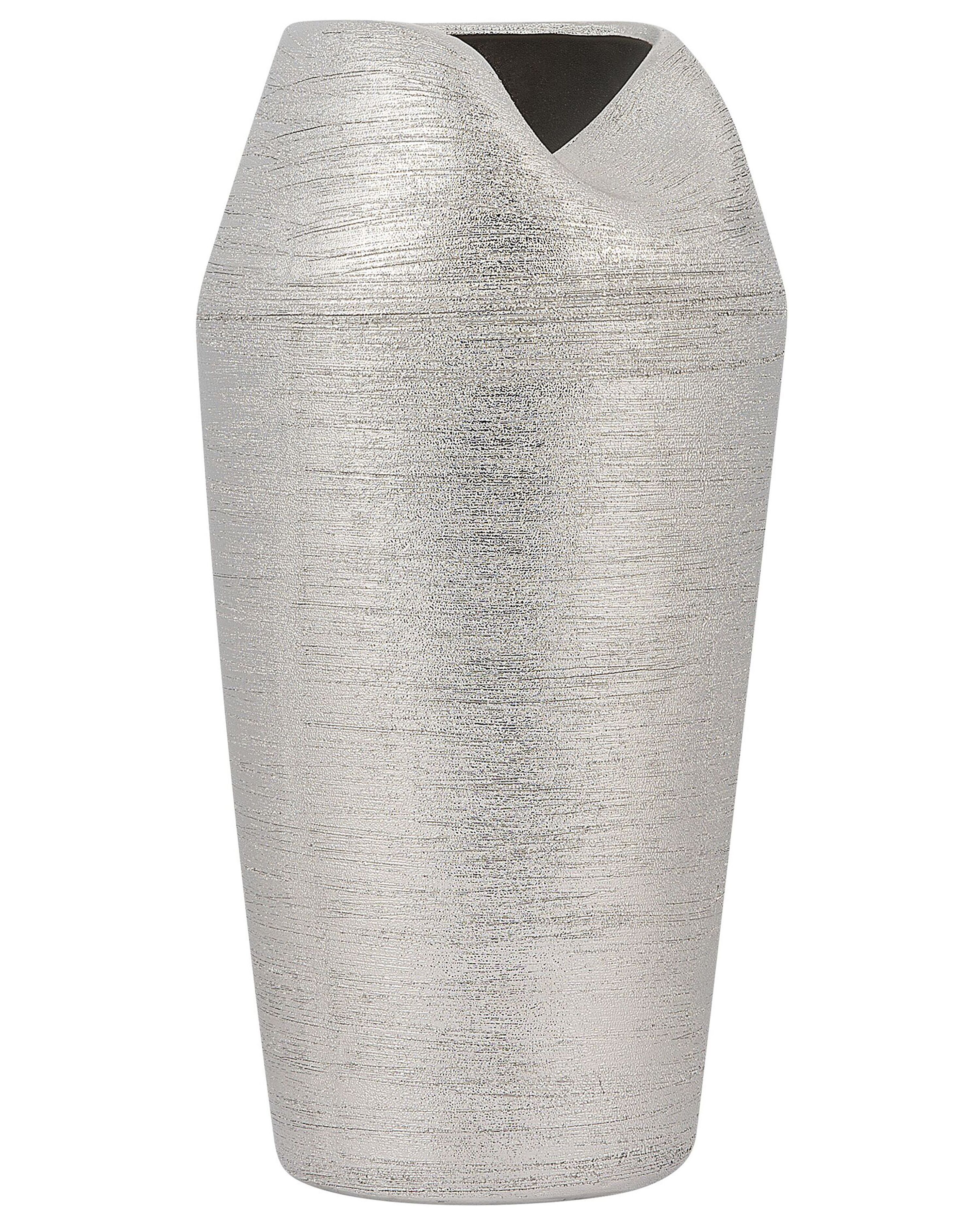Decorative Vase APAMEA Stoneware 33 cm Silver